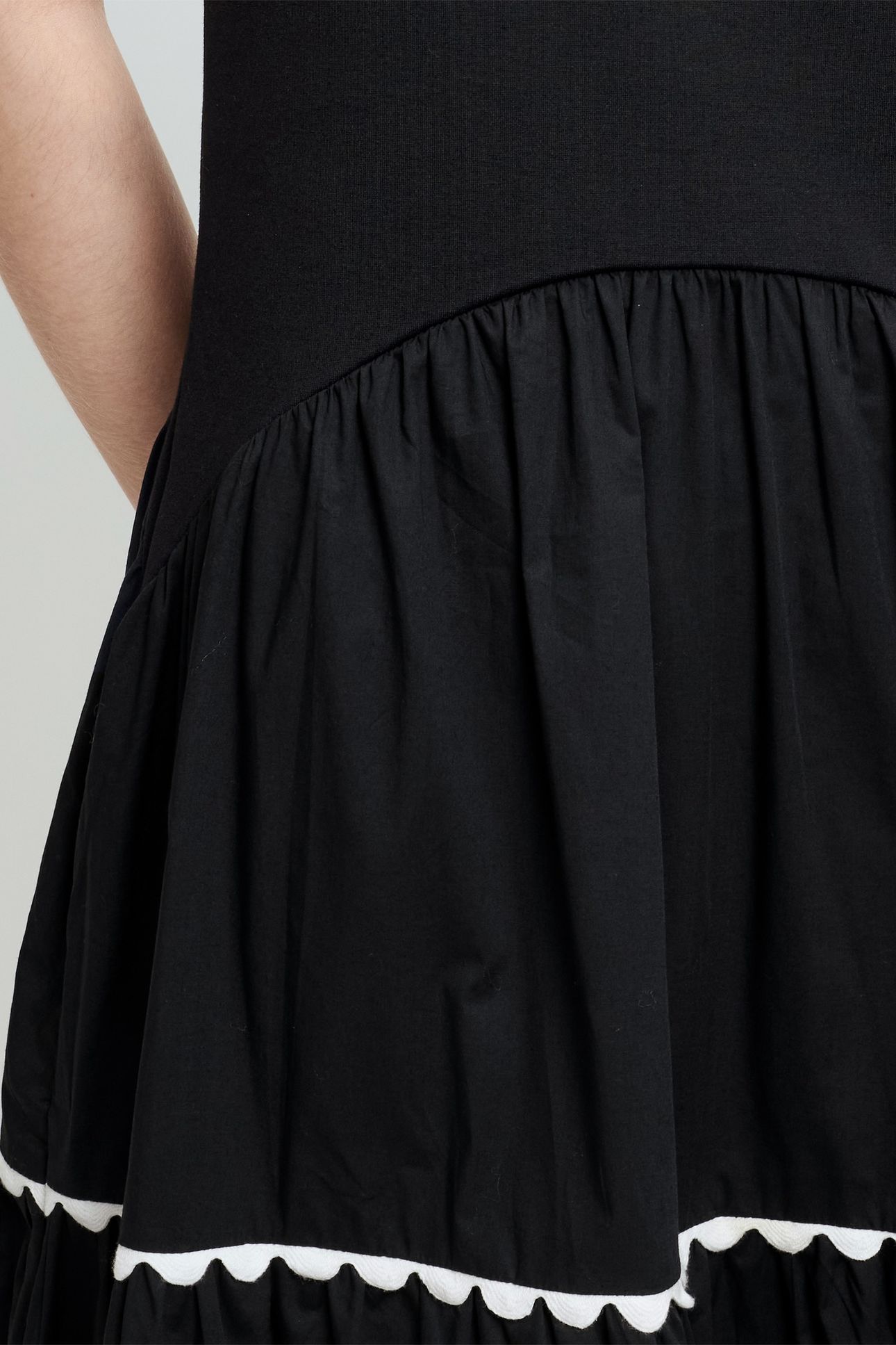 KAYLIE JIA MIX RIC RAC MIDI BLACK/PORCELAIN CREA 3