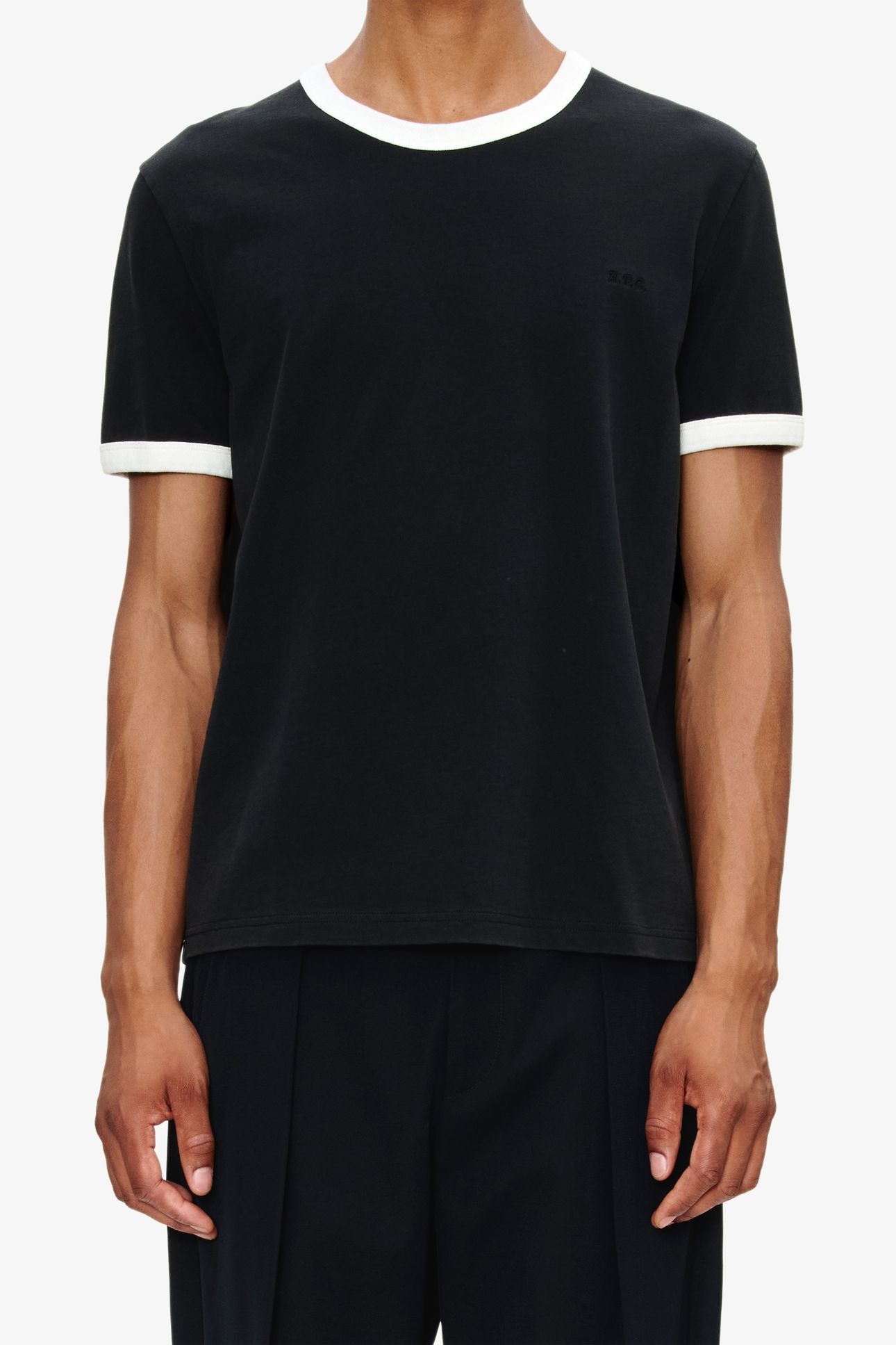 UNISEX T-SHIRT SHORT SLEEVE CONTRAST BLACK 1