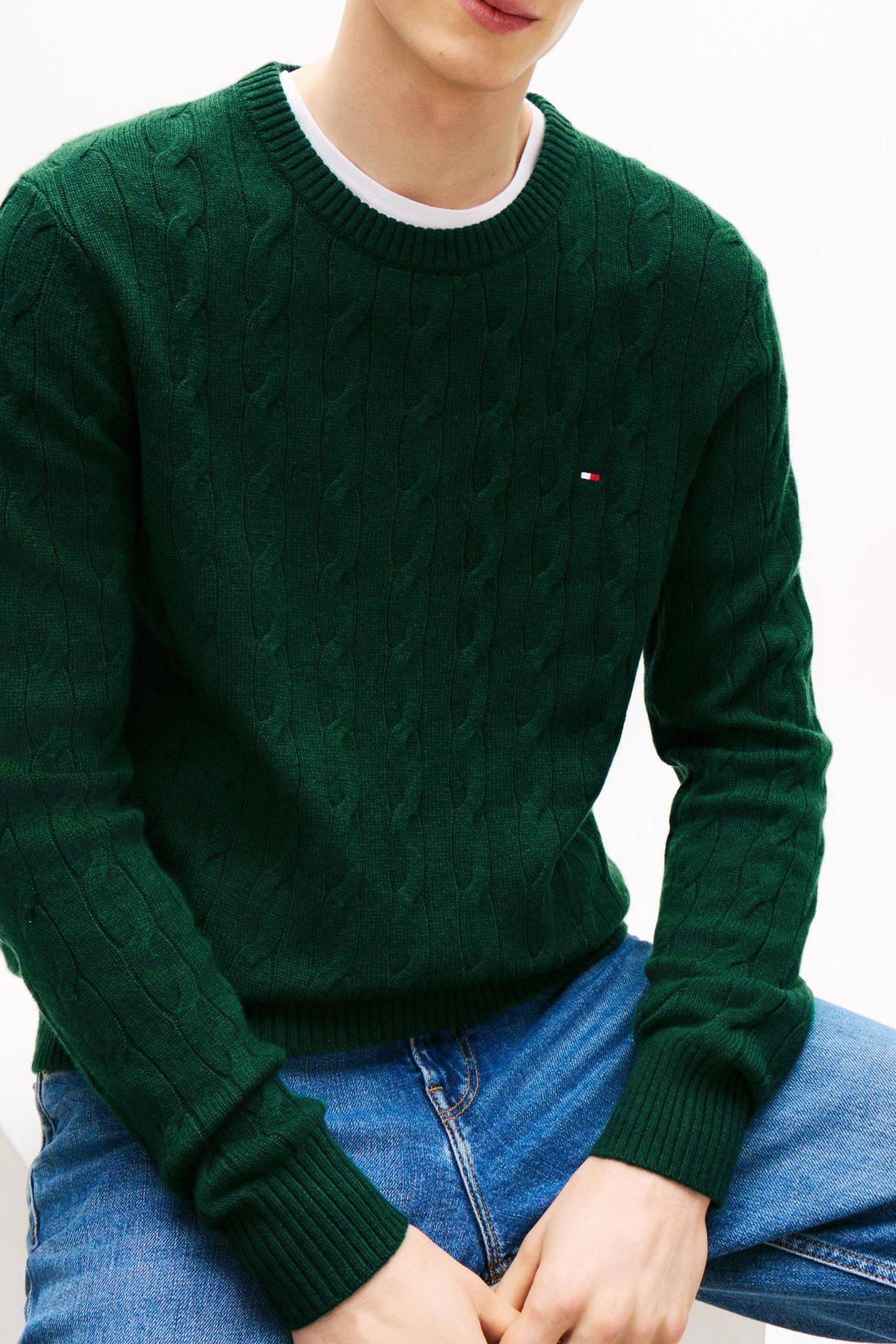LAMBSWOOL BLEND CABLE ORNAMENTAL GREEN HEATHER 5