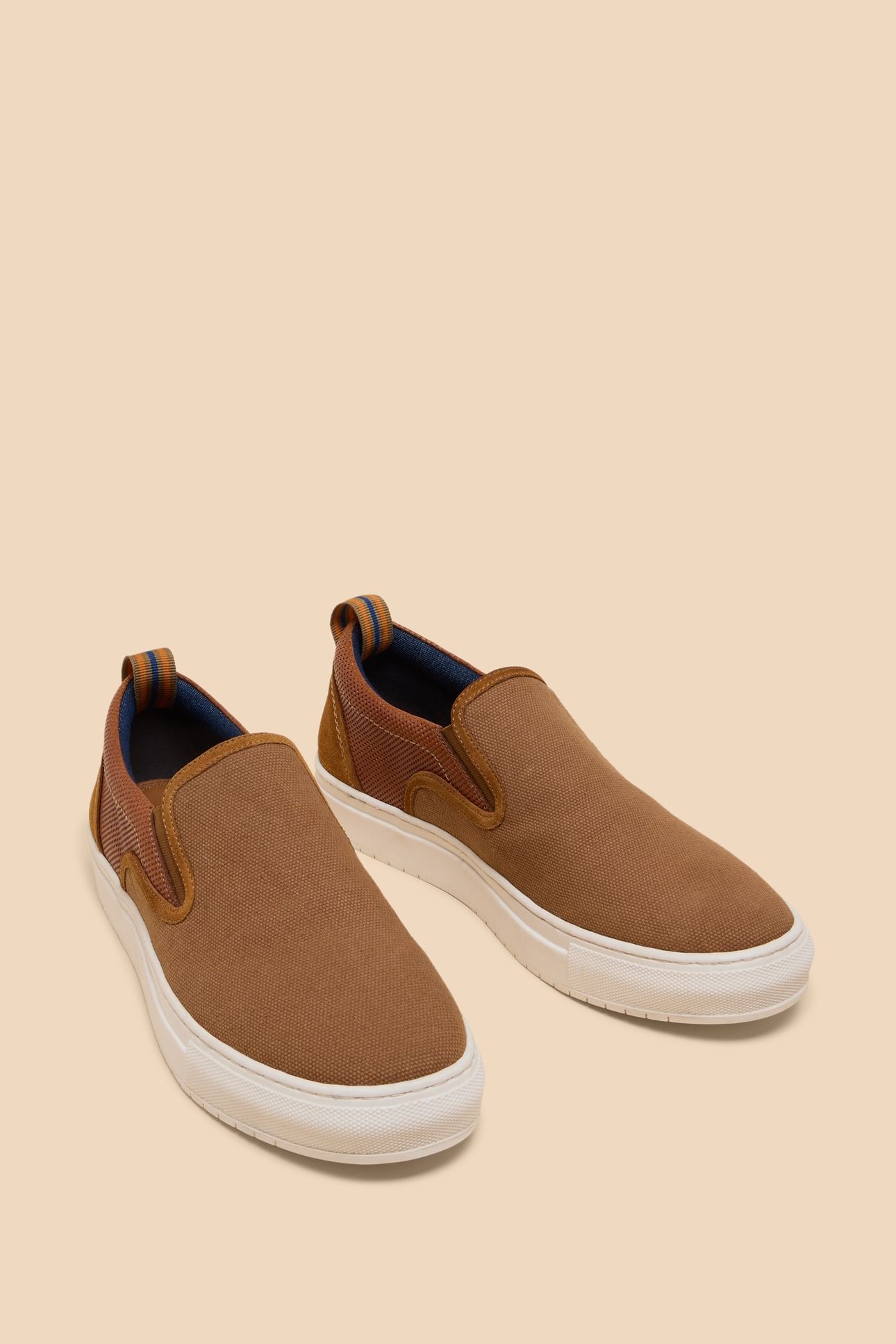 CANVAS LEATHER MIX SLIP ON MID TAN 2