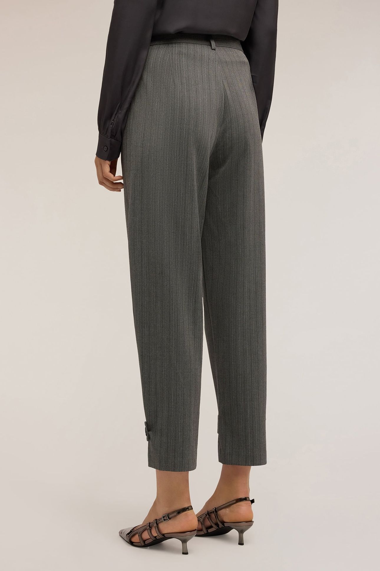 PINSTRIPE LUREX TROUSERS WITH WAISTBAND GREY 3