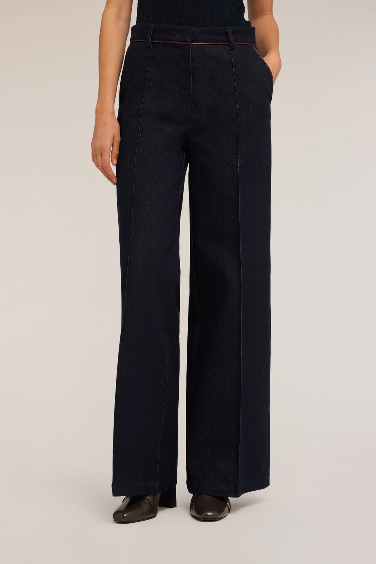 PALAZZO JEANS WITH PIPING BLUE 1