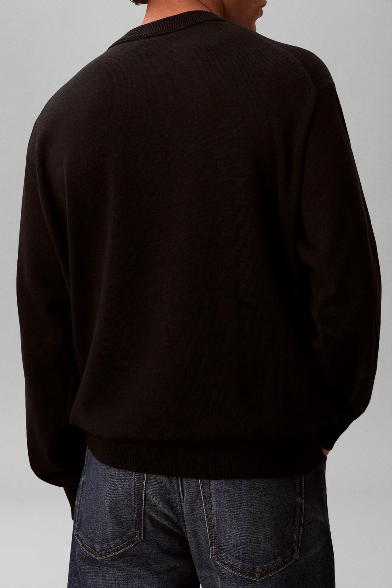 LS COTTON RELAXED CREWNECK BLACK 2