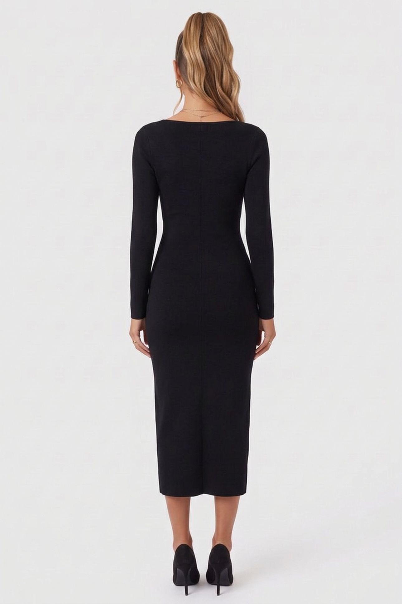 KNITTED WRAP DRESS BLACK 2