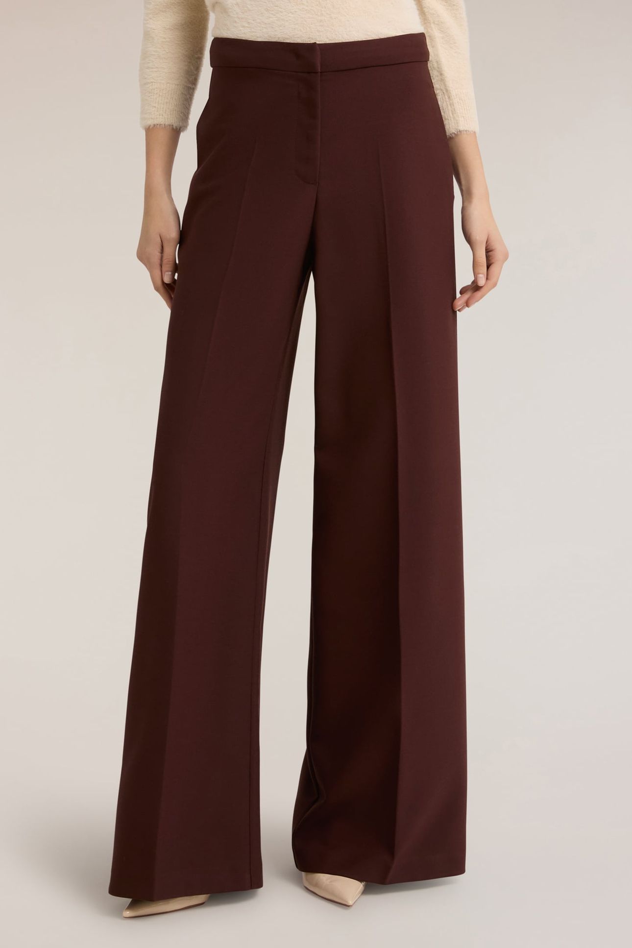 PALAZZO PANTS IN POLYVISCOSE BROWN 1