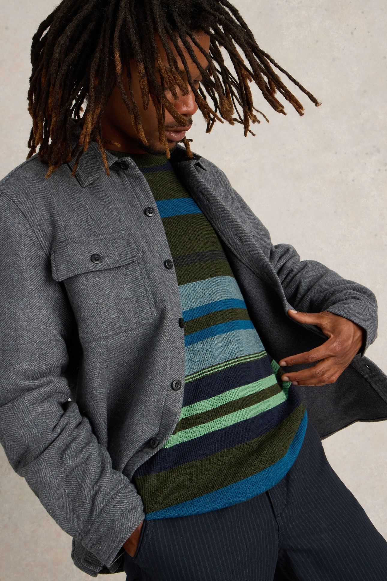 DARWEN HERRINGBONE OVERSHIRT GREY MULTI 6