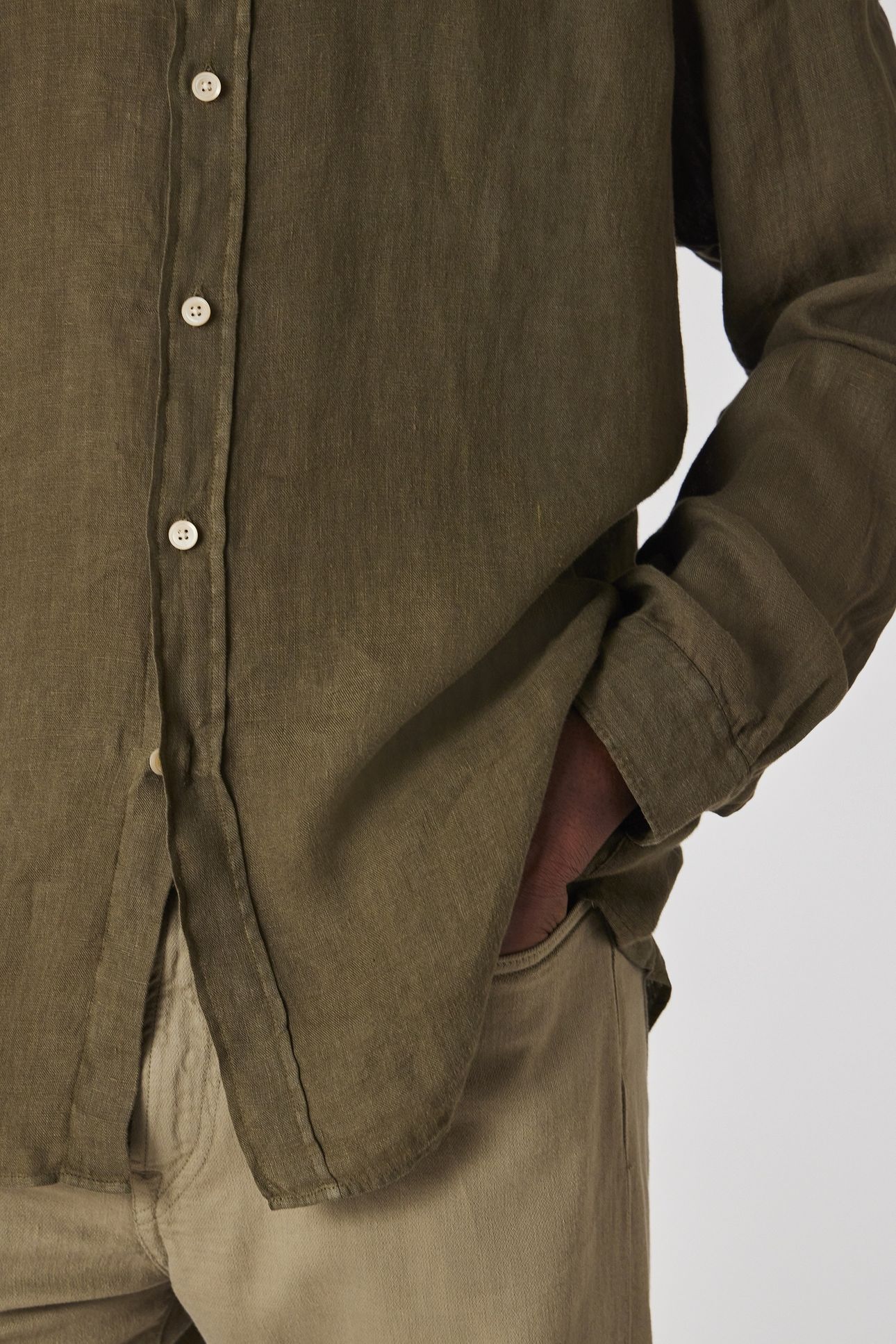 MENS LS REGULAR FIT SHIRT BD COL MILITARY GREEN 6