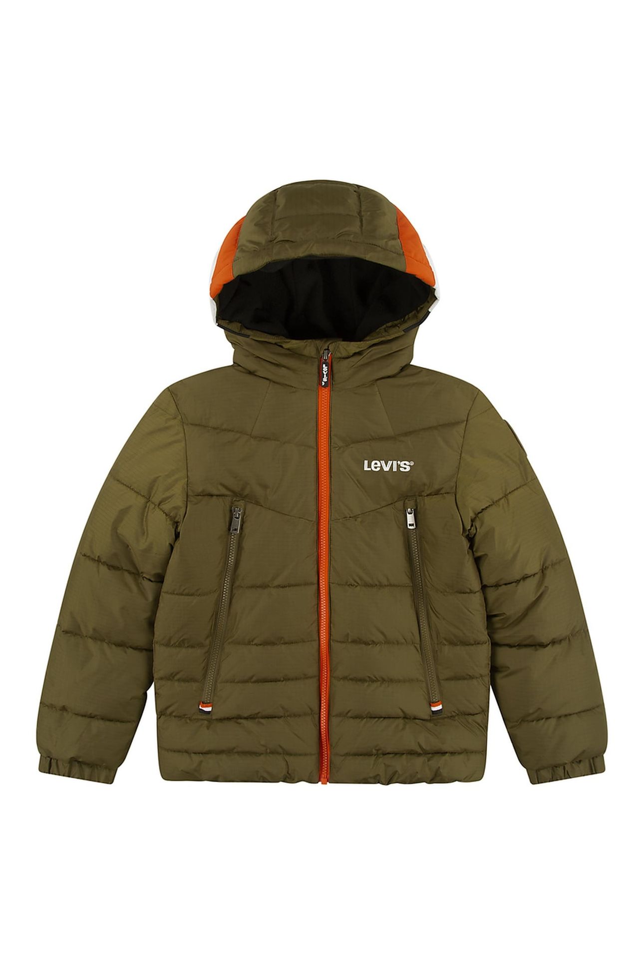 BOYS SHERPA LINED PUFFER DARK OLIVE 1