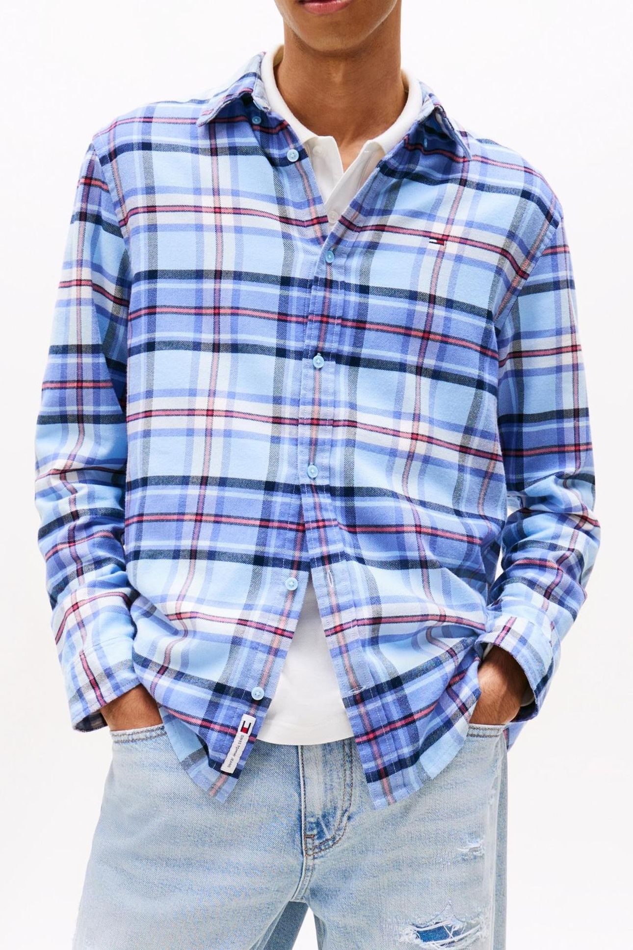 TJM REG FLANNEL CHECKED SHIRT LIGHT POWDERY BLUE/BIG CHECK 1