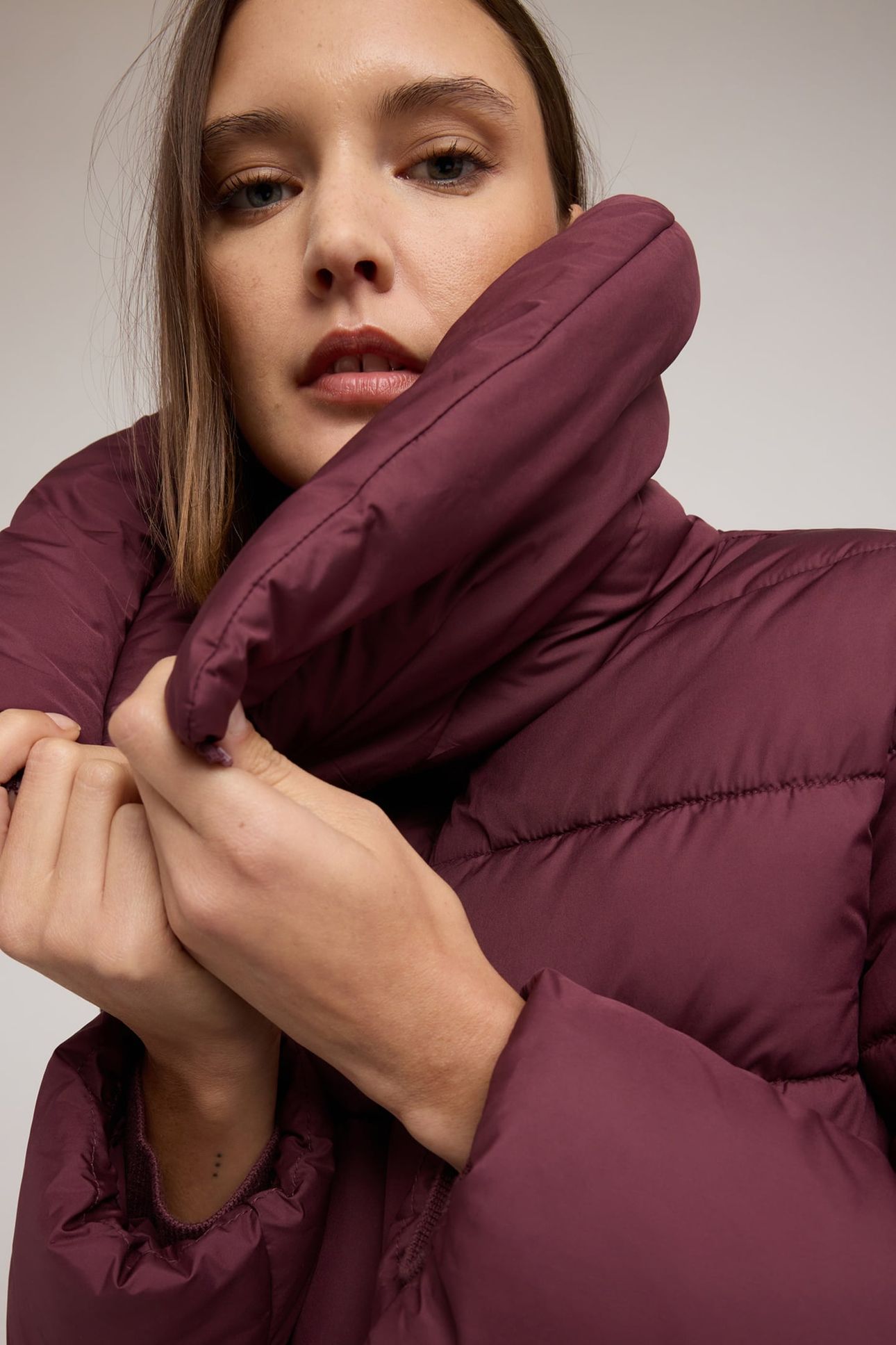HEAVY DOWN JACKET WITH HIGH COLLAR BURGUNDY 5