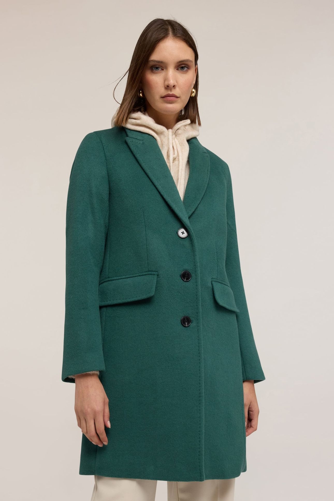 KNITTED WOOL BLEND COAT GREEN 2