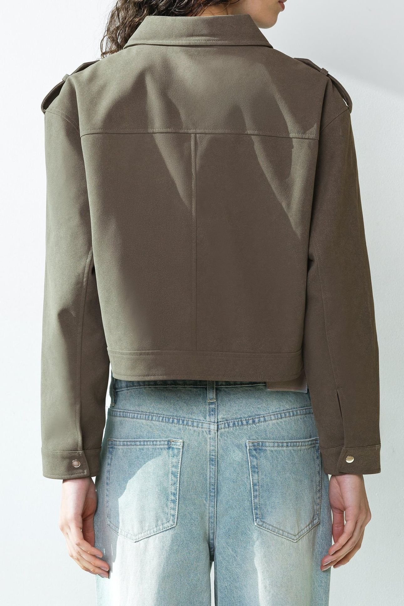 LARISSA FAUX SUEDE BOMBER VINTAGE KHAKI 2