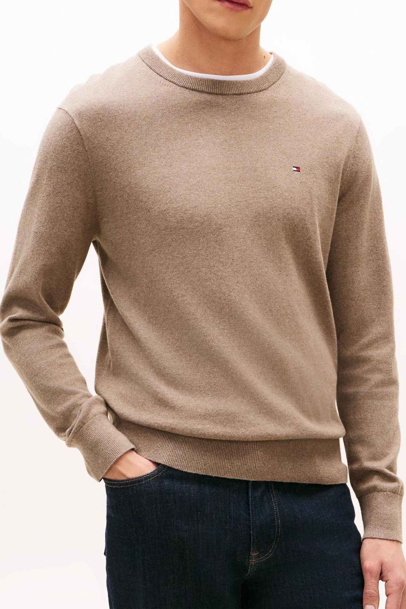 PIMA COTTON CASHMERE SWEATER COASTAL TAUPE HEATHER 1