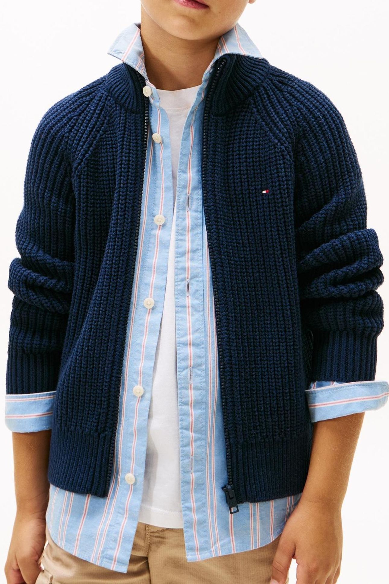 BOYS HALF CARDIGAN FULL ZIP DARK NIGHT NAVY 1