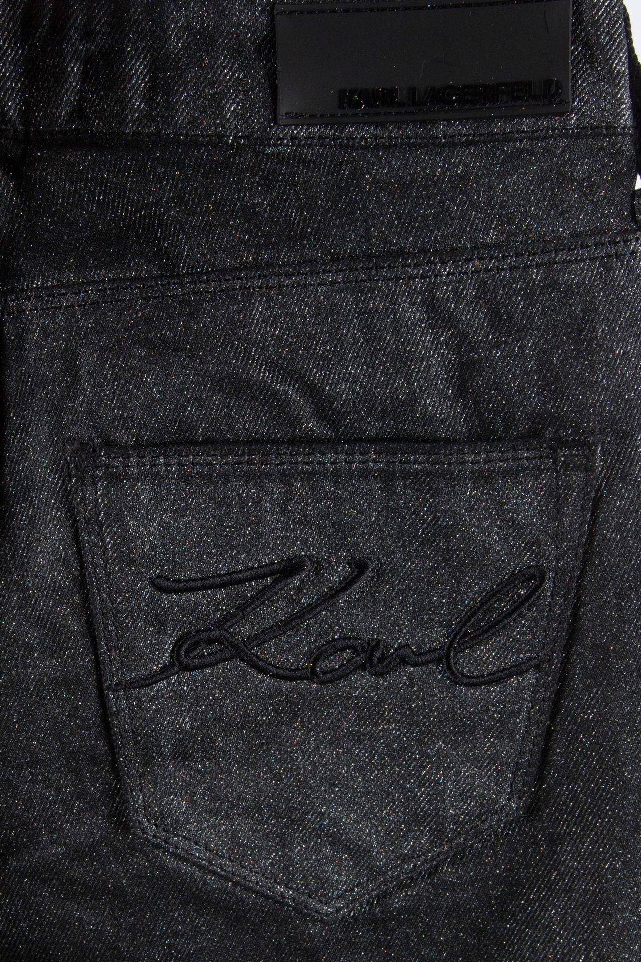 STRAIGHT GLITTER COATED DENIM GUNMETAL DENIM 5