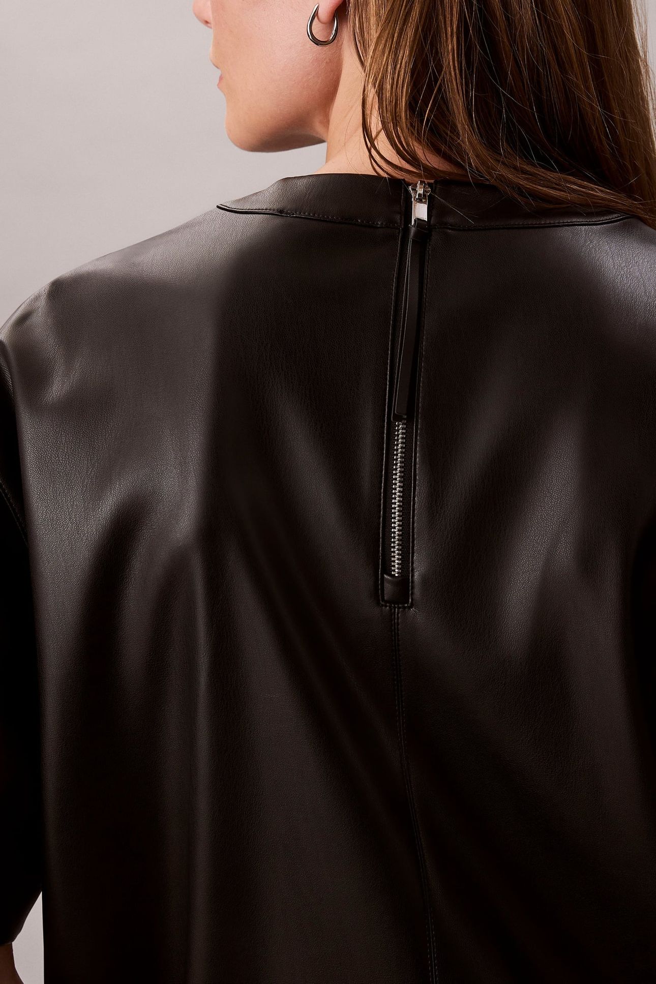 FAUX LEATHER T-SHIRT DRESS BLACK 6