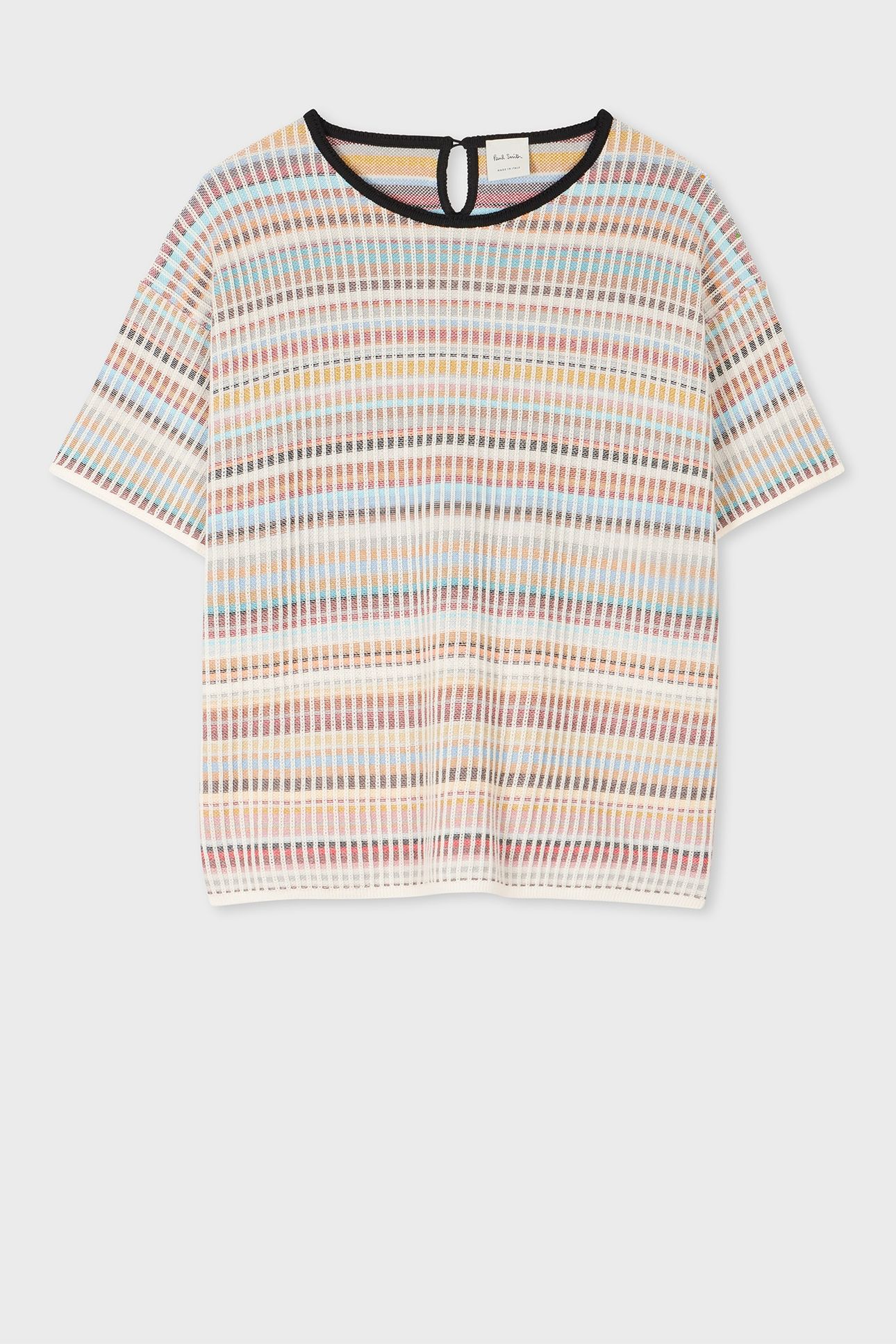 WOMENS KNITTED SS TOP CREW NECK MULTI COLOURED 6