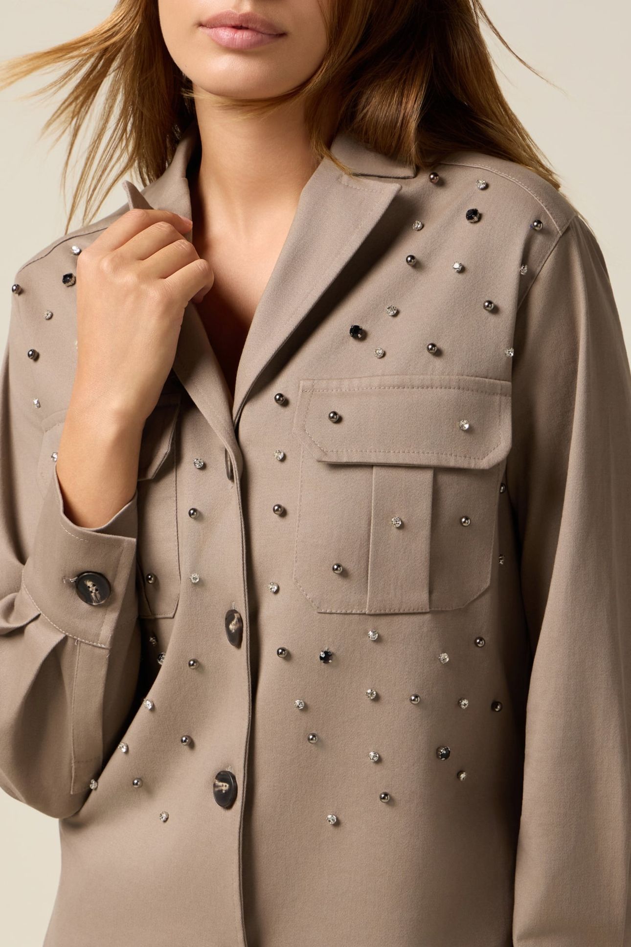SHIRT JACKET WITH PATCH POCKETS BEIGE 4