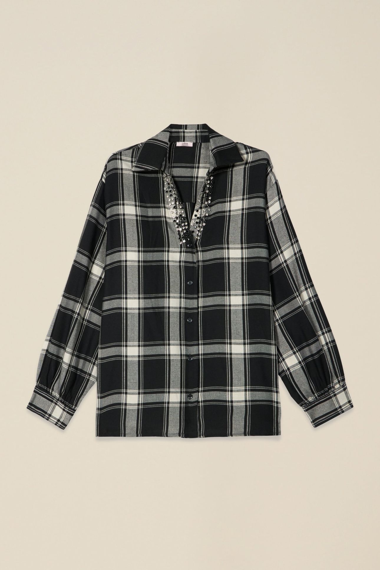 CHECK SHIRT WITH STUDS BLACK 3
