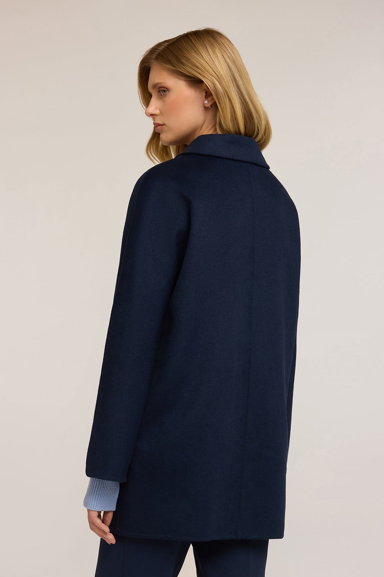 DOUBLE-BREASTED COAT IN WOOL BLEND CLOTH BLUE 3