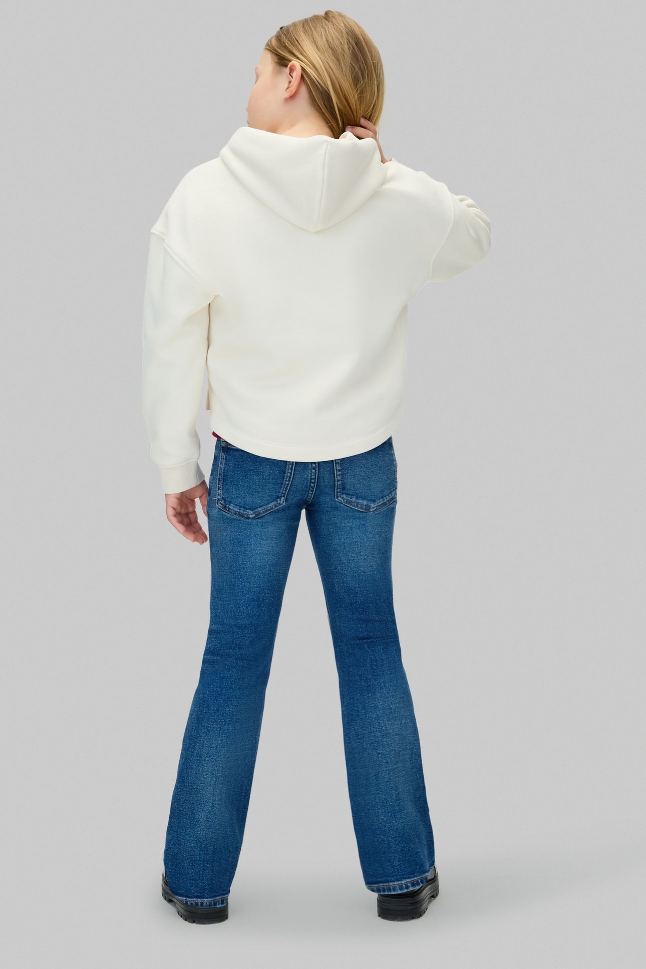 GIRLS MID RISE FLARE DARK BLUE 2