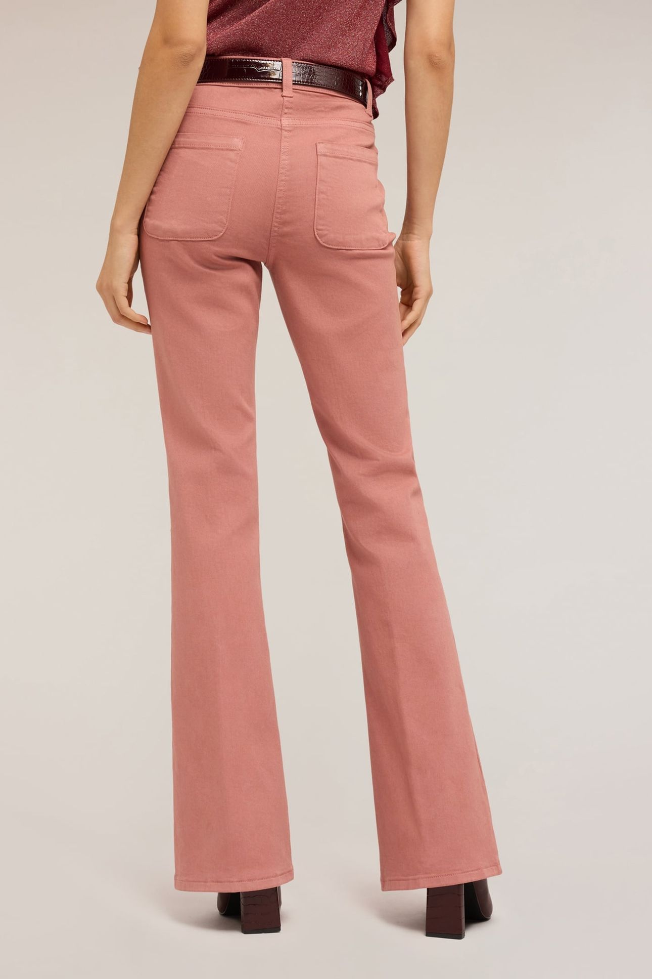 COTTON DRILL FLARE PANTS POWDER PINK 3