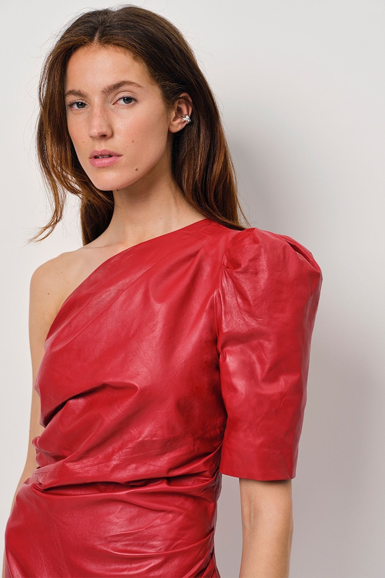 GLEN DRAPEY LEATHER DRESS GLAZED CHERRY 4