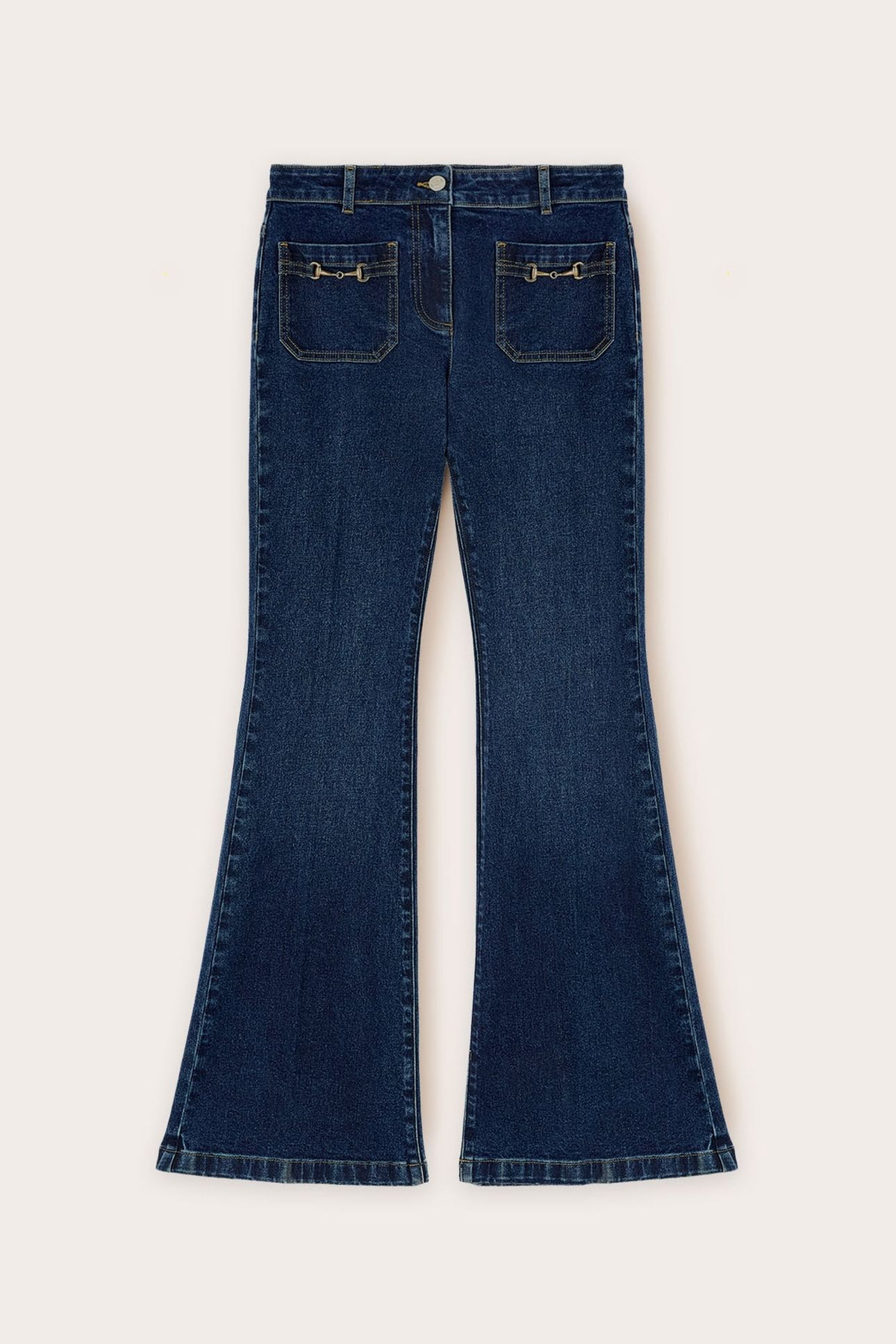 FLARE JEANS WITH METAL TOGGLES BLUE 4