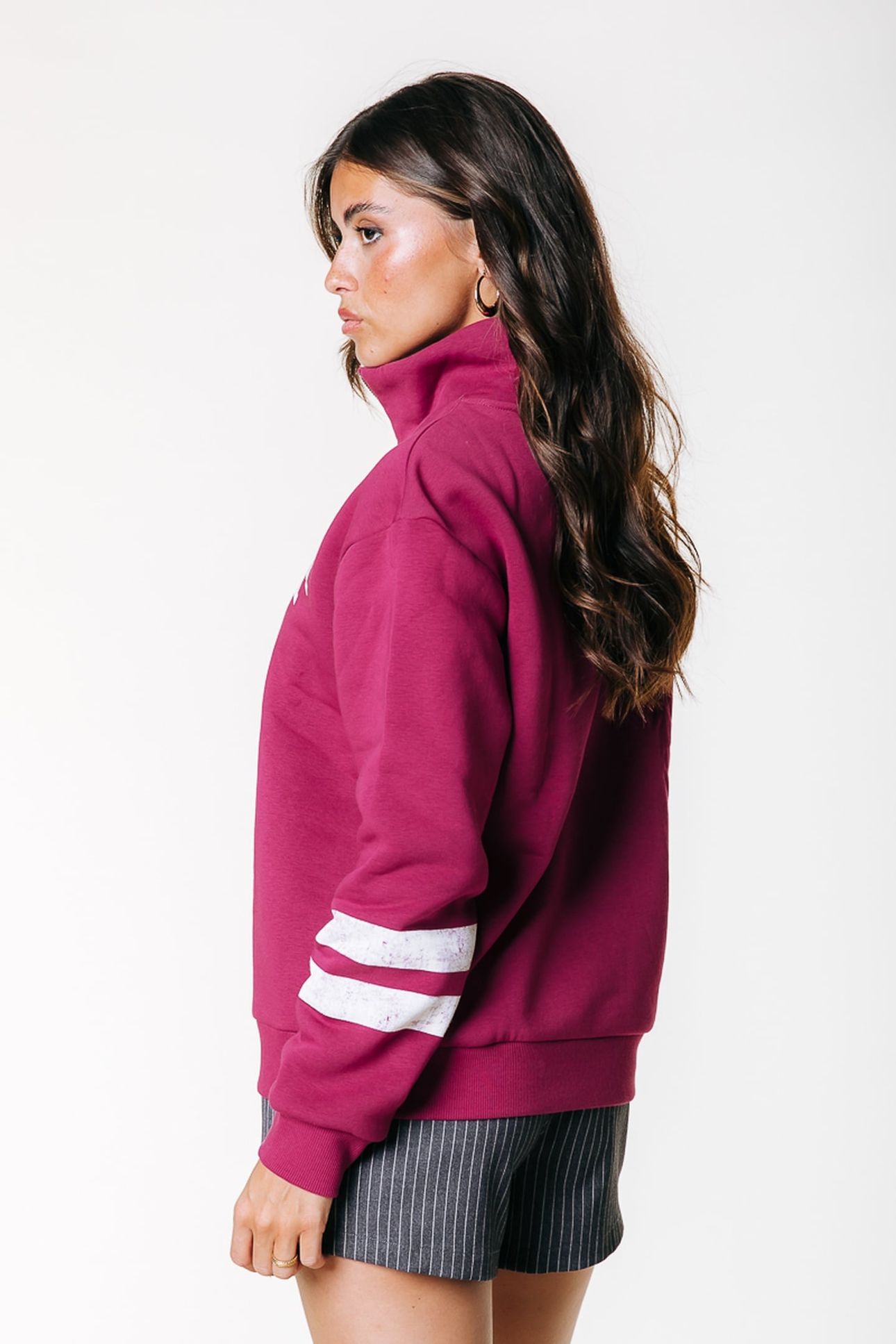 VARSITY LOGO RELAXED ZIP SWEAT BORDEAUX 3
