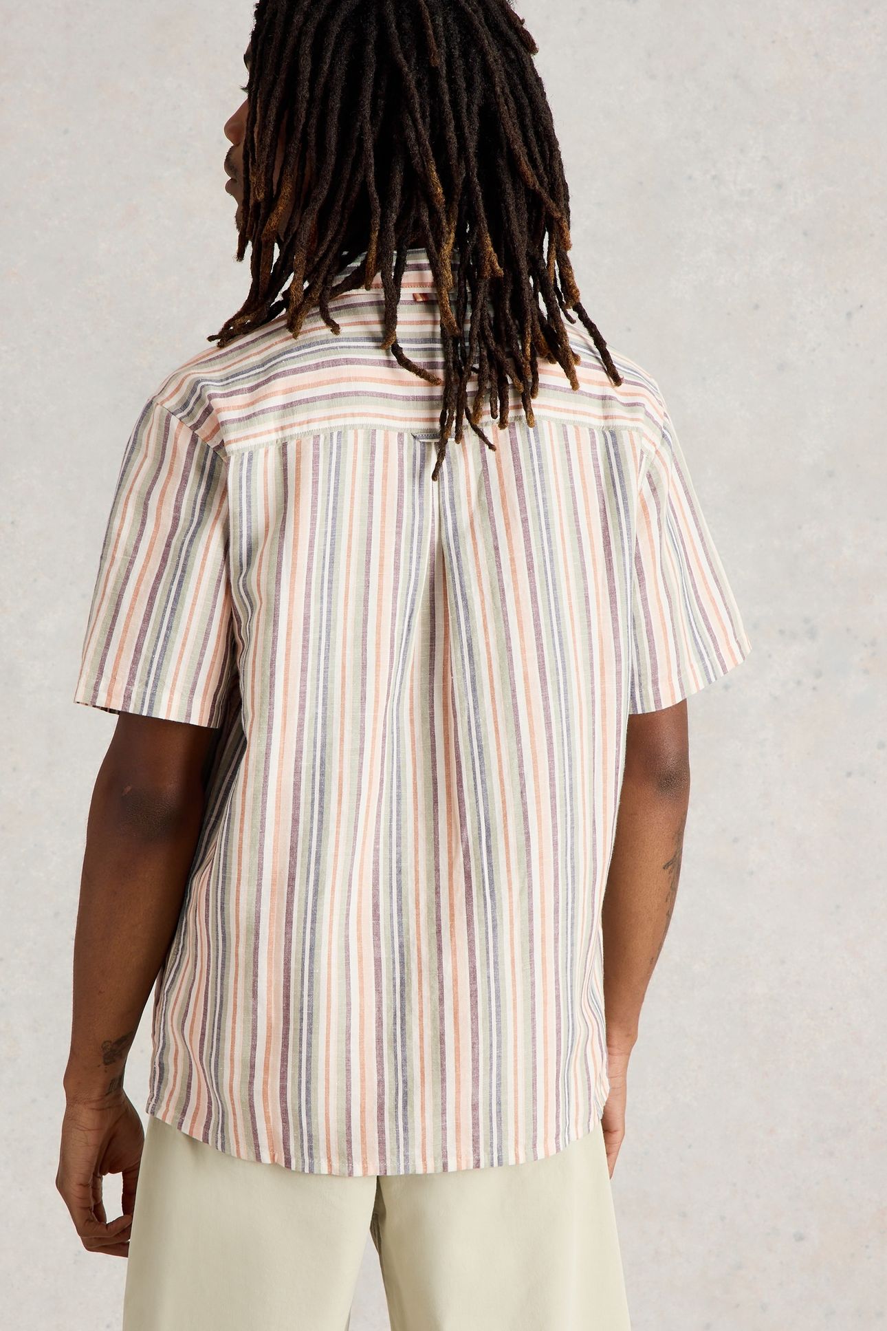 KESWICK SS STRIPE LINEN SHIRT GREEN MULTI 3
