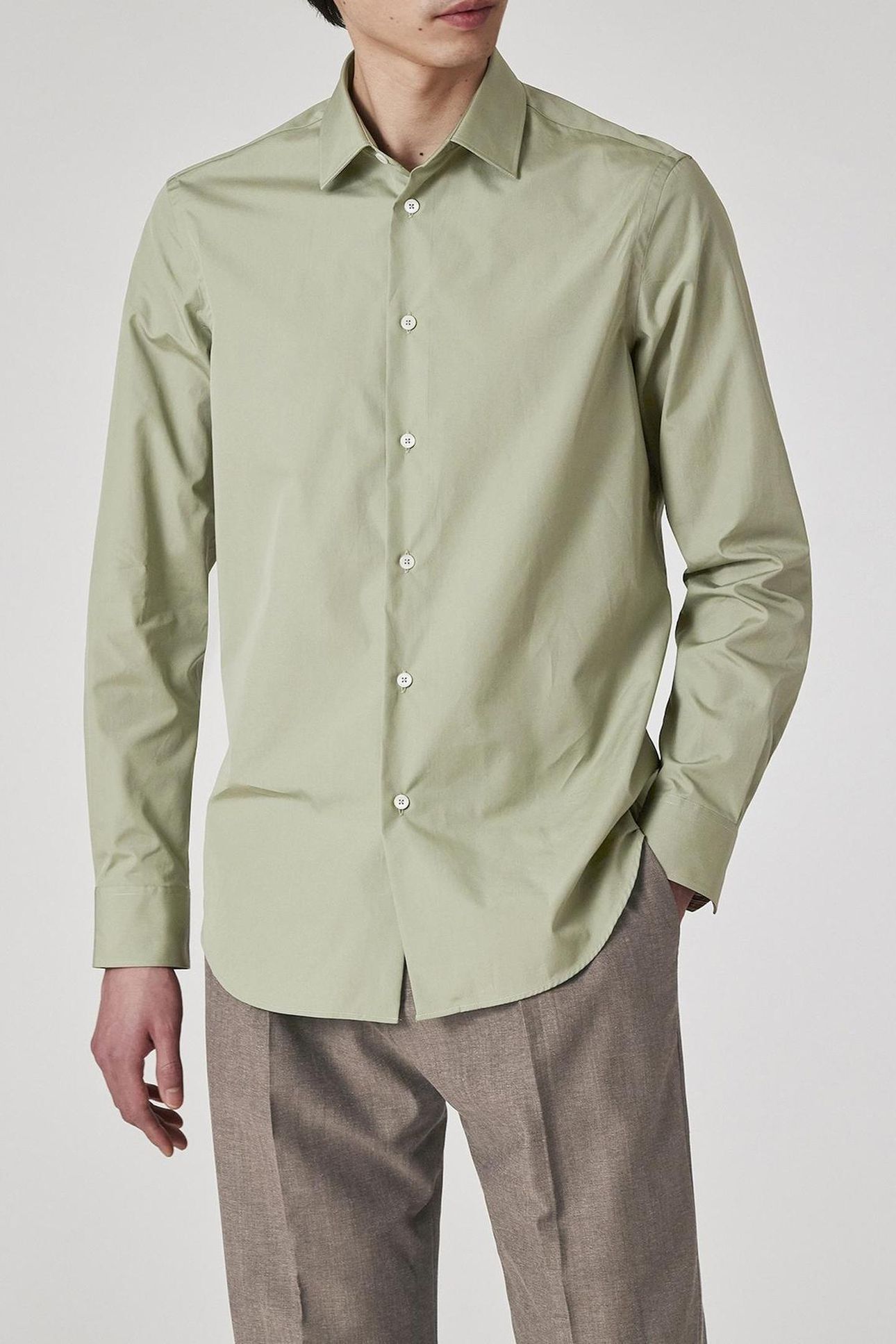 MENS S/C TAILORED FIT SHIRT LT GREYISH GREEN 1