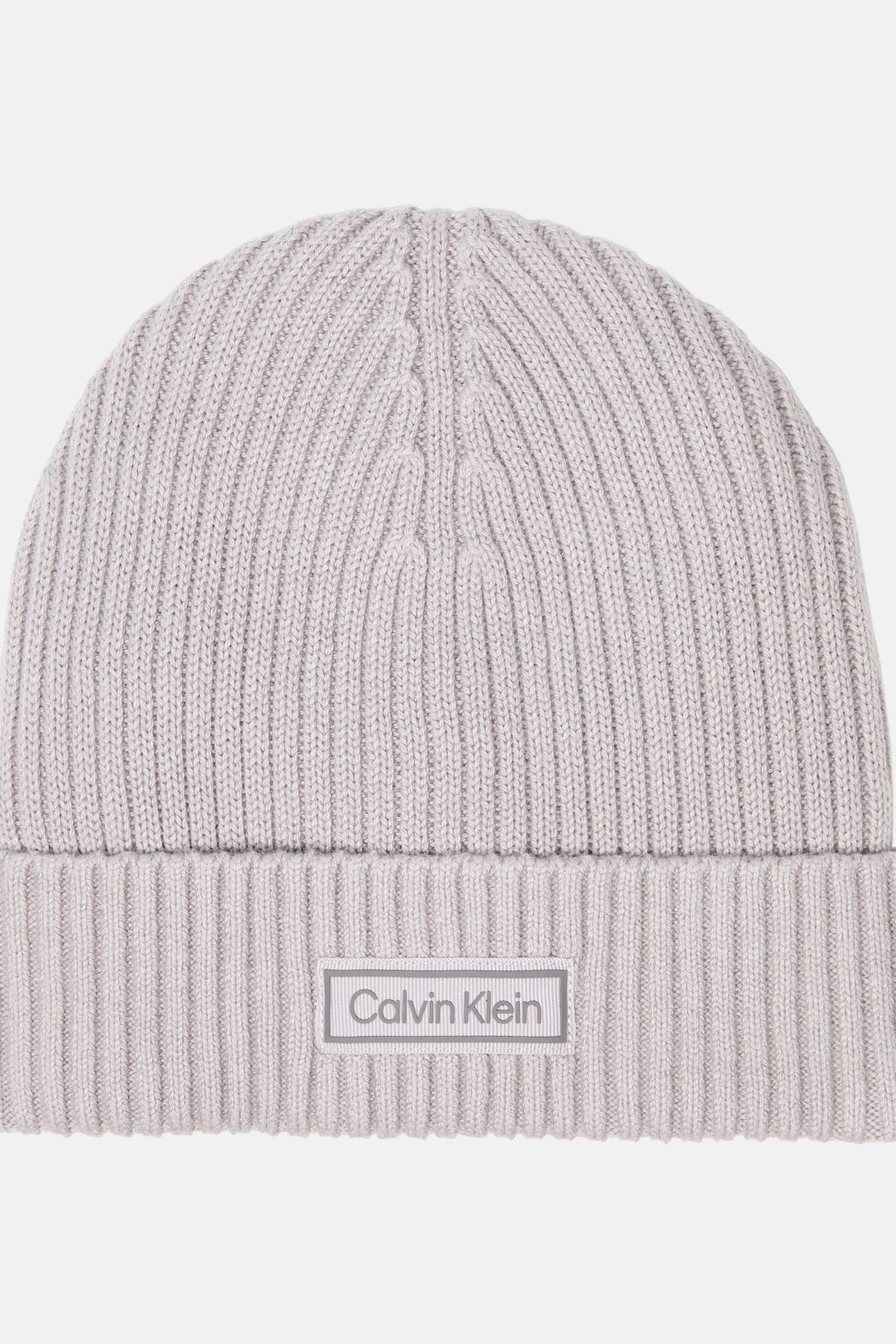 PATCH CHUNKY RIB COTTON BEANIE SILVER SCONCE 1