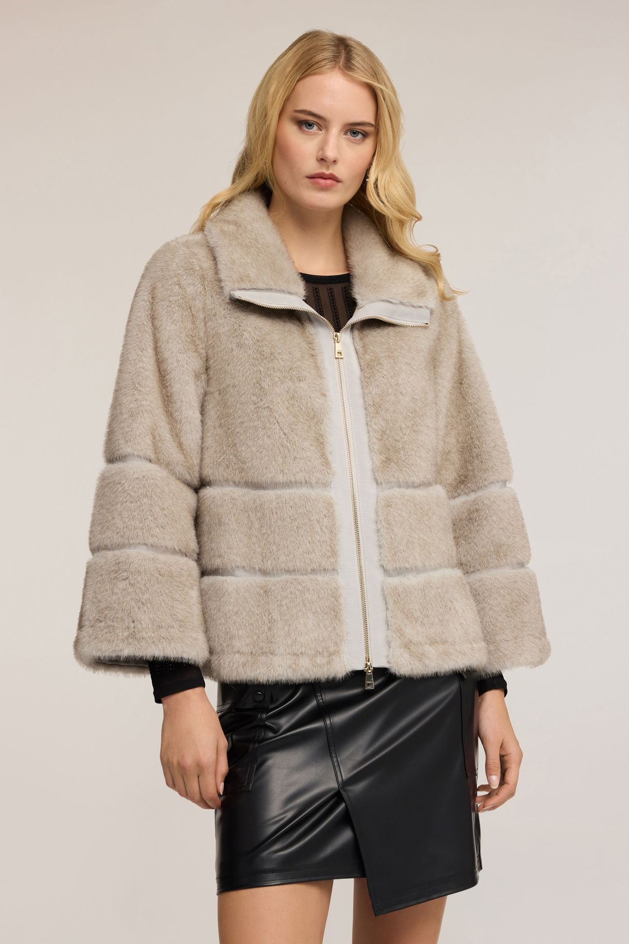 TEDDY EFFECT JACKET WITH ZIP GREY 1