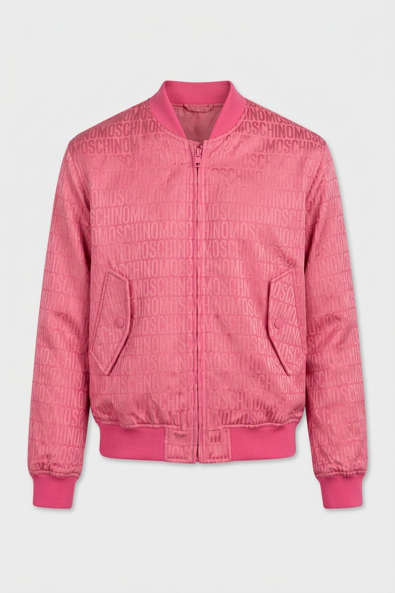 ALLOVER LOGO JACQUARD NYLON BOMBER JACKET PINK 3