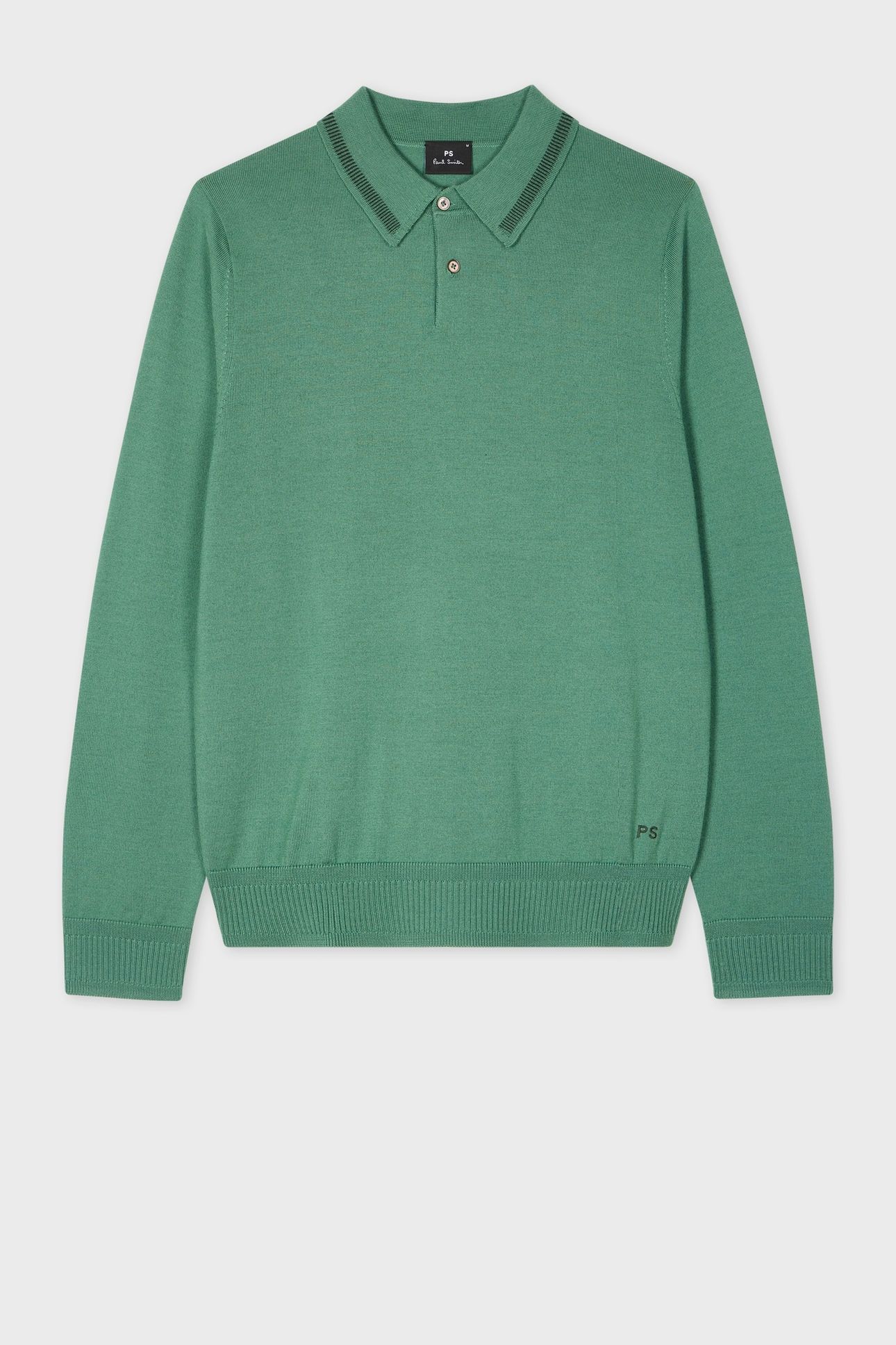 MENS SWEATER LS POLO GREEN 1