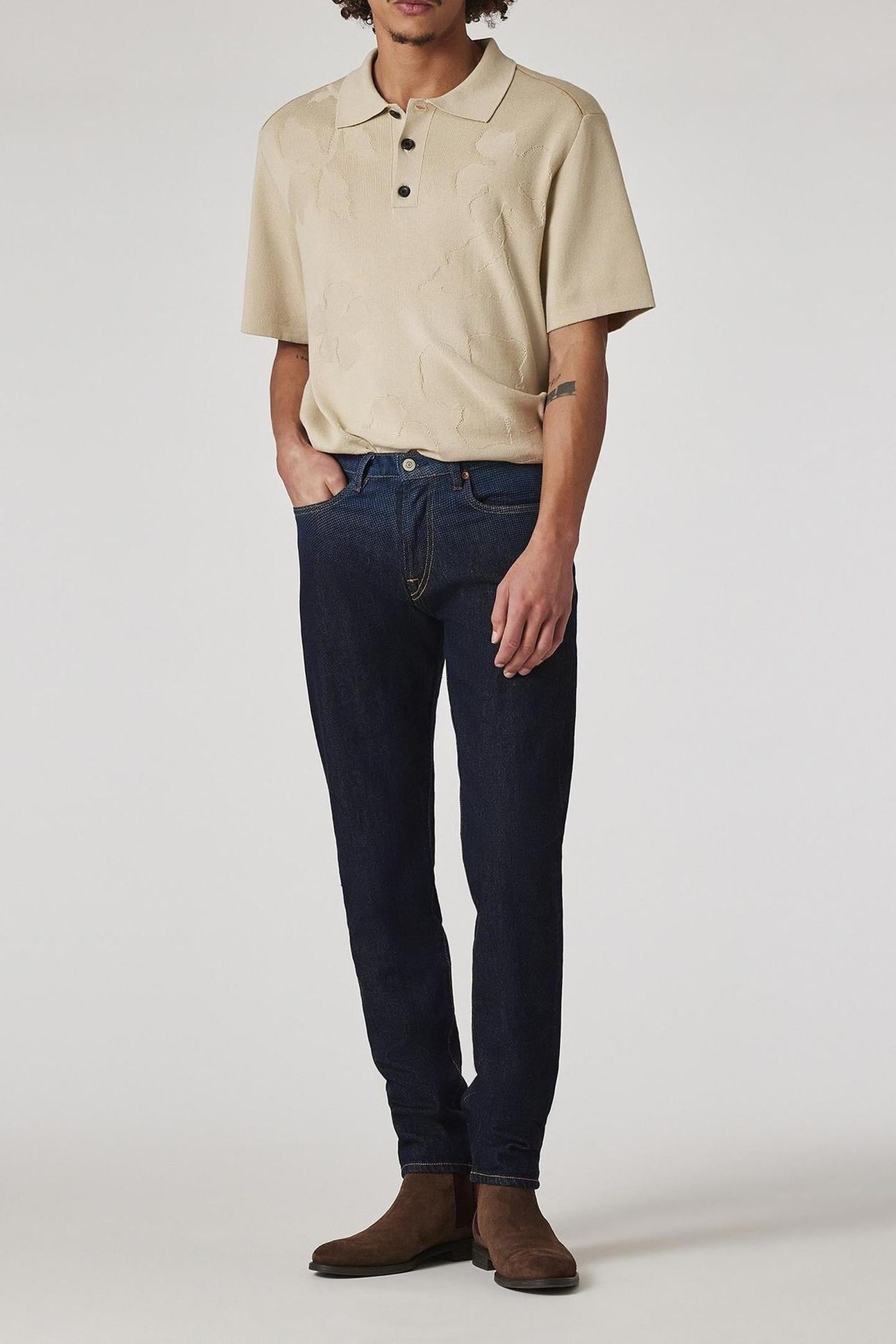 MENS TAPERED FIT JEAN BLEACH EFFECT 2