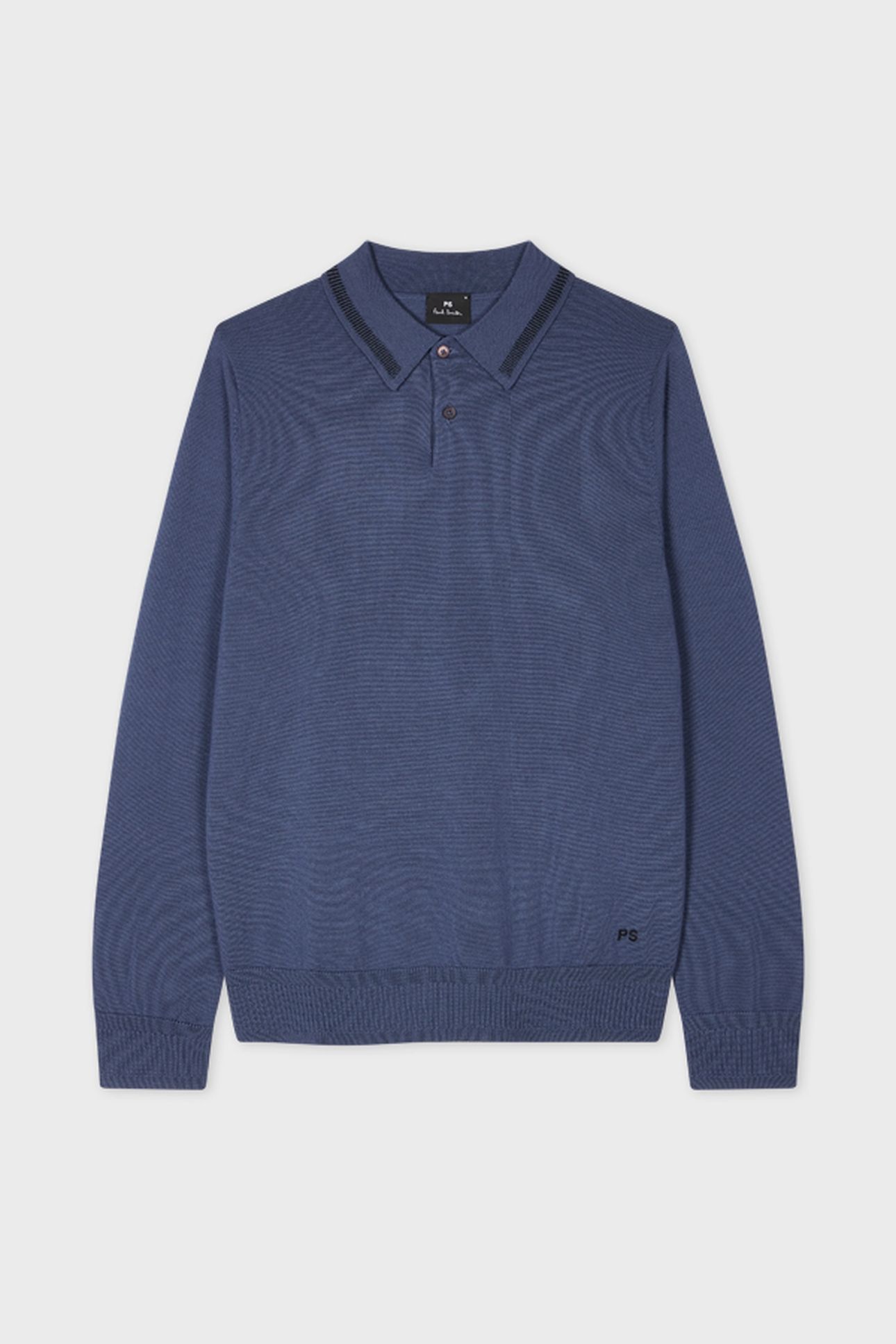 MENS SWEATER LS POLO INDIGO 2