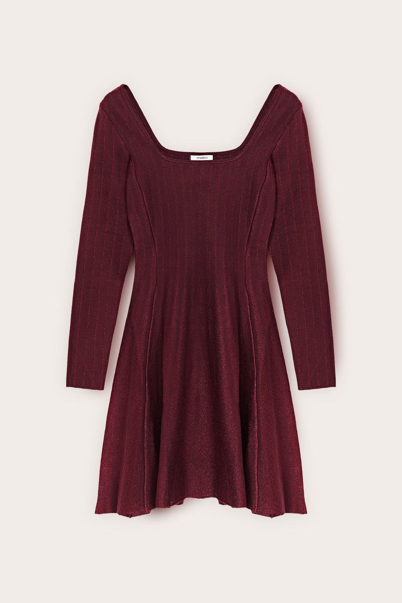 FLARE DRESS IN MIXED LUREX KNIT BURGUNDY 4
