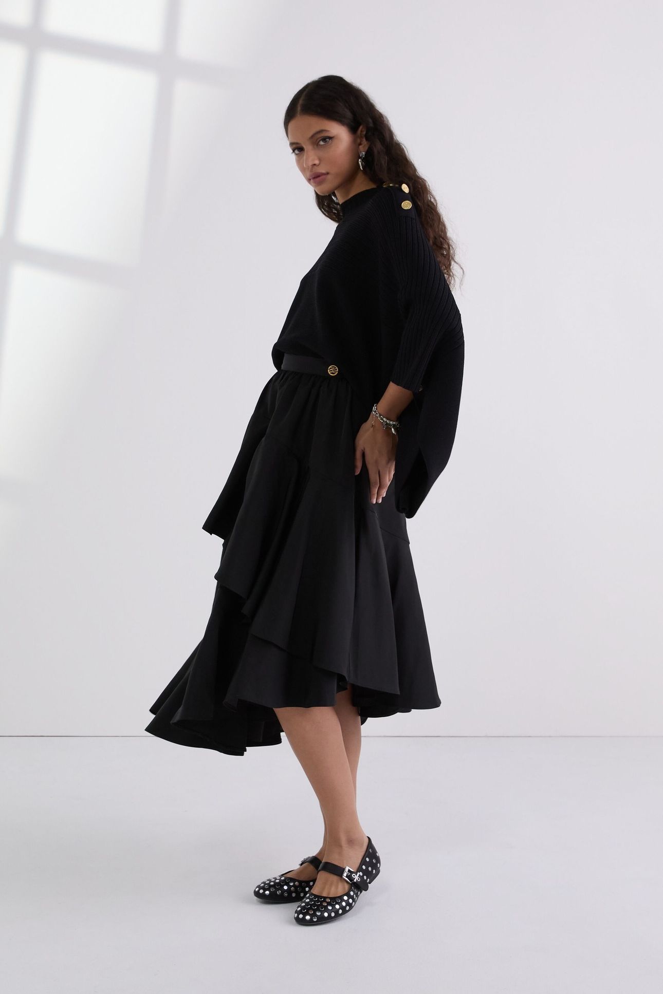 VOLUMINOUS RUFFLE SKIRT BLACK 1