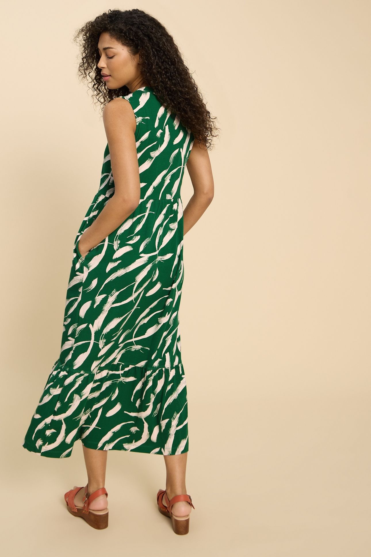 SONIA JERSEY MAXI DRESS GREEN PRINT 2