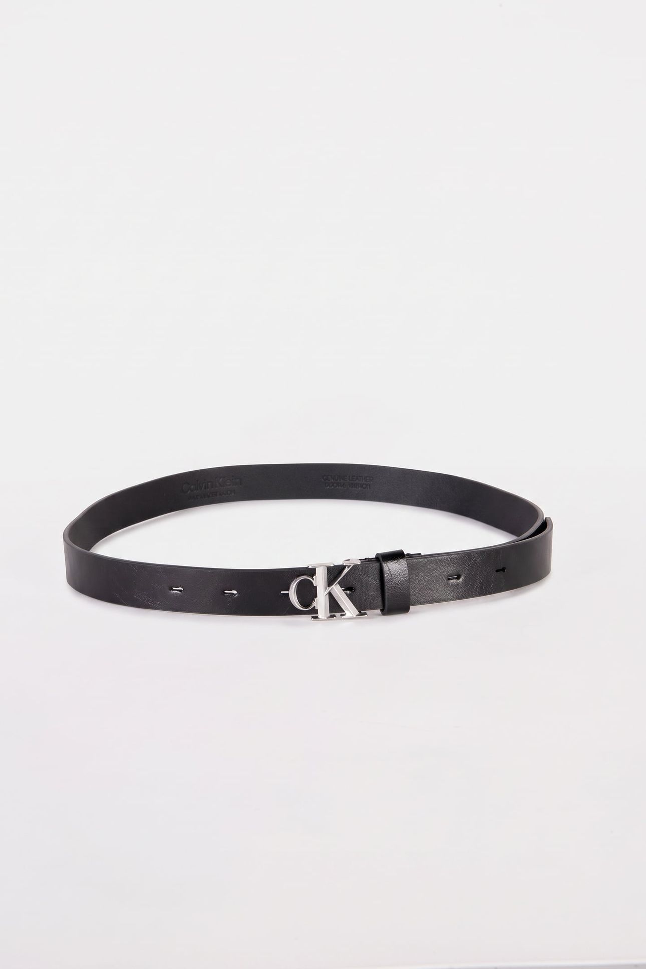 FACET CK BUCKLE GLOSS BELT BLACK/ANTIQUE NICKEL 3