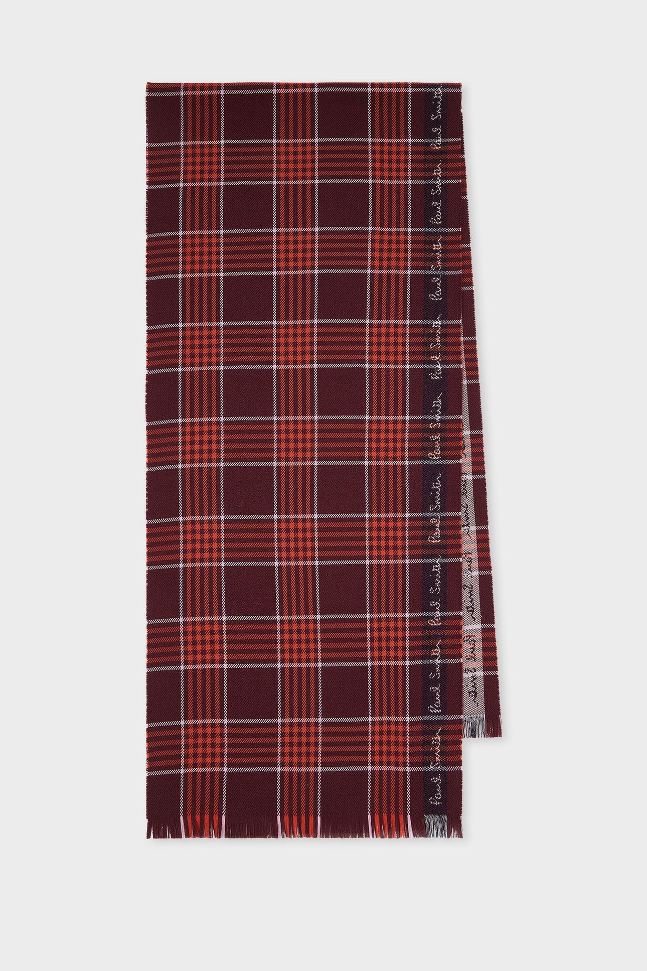 MEN SCARF LOGO BORDER BURGUNDY/ BORDE 1