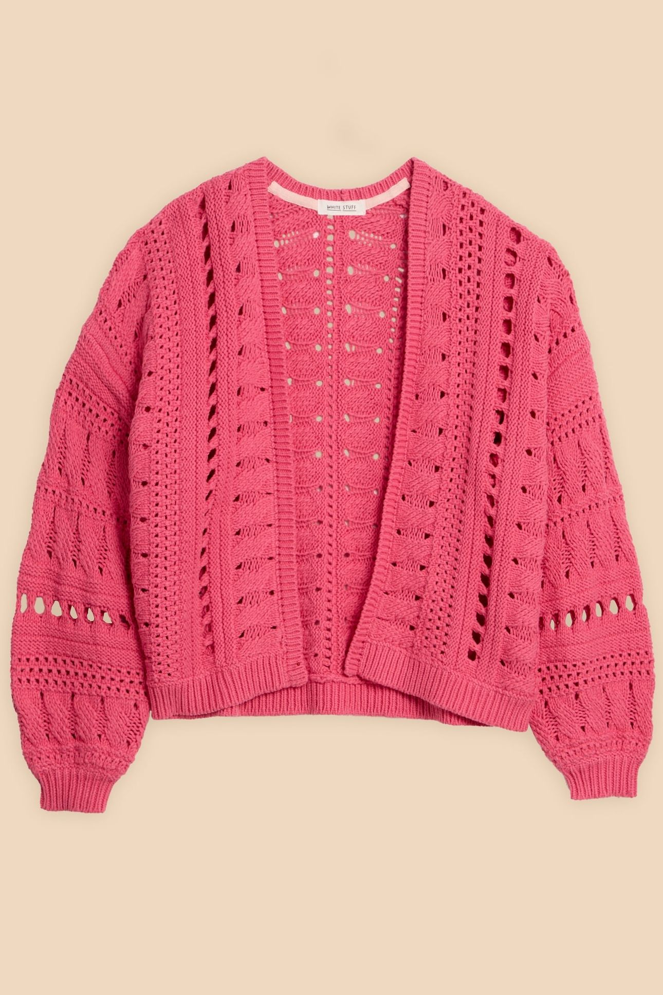 CASEY CROCHET CARDI BRIGHT PINK 4