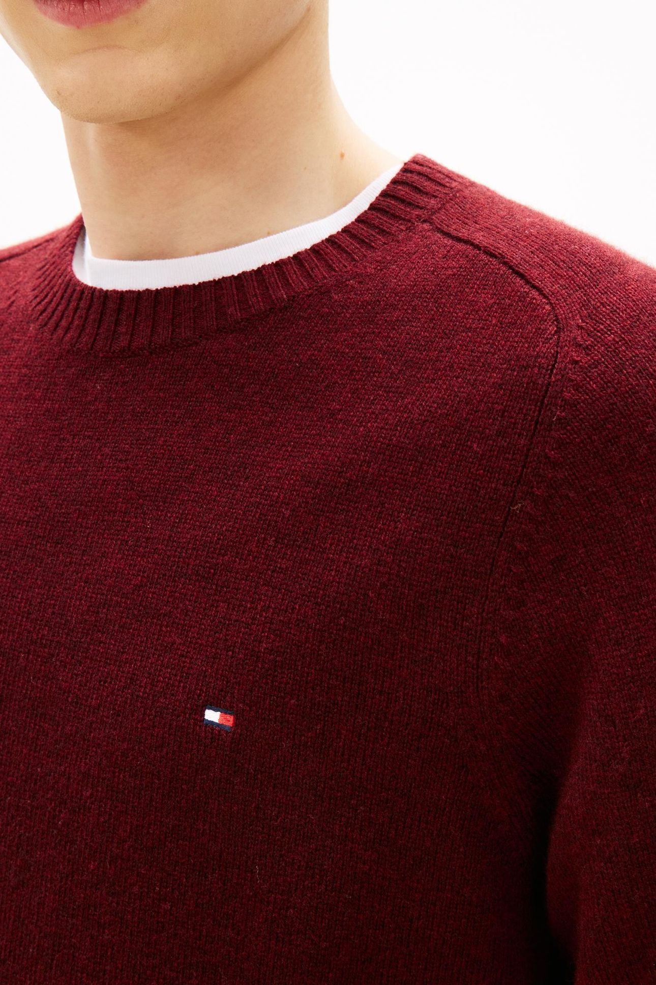 LAMBSWOOL CREW NECK DEEP BURGUNDY HEATHER 5