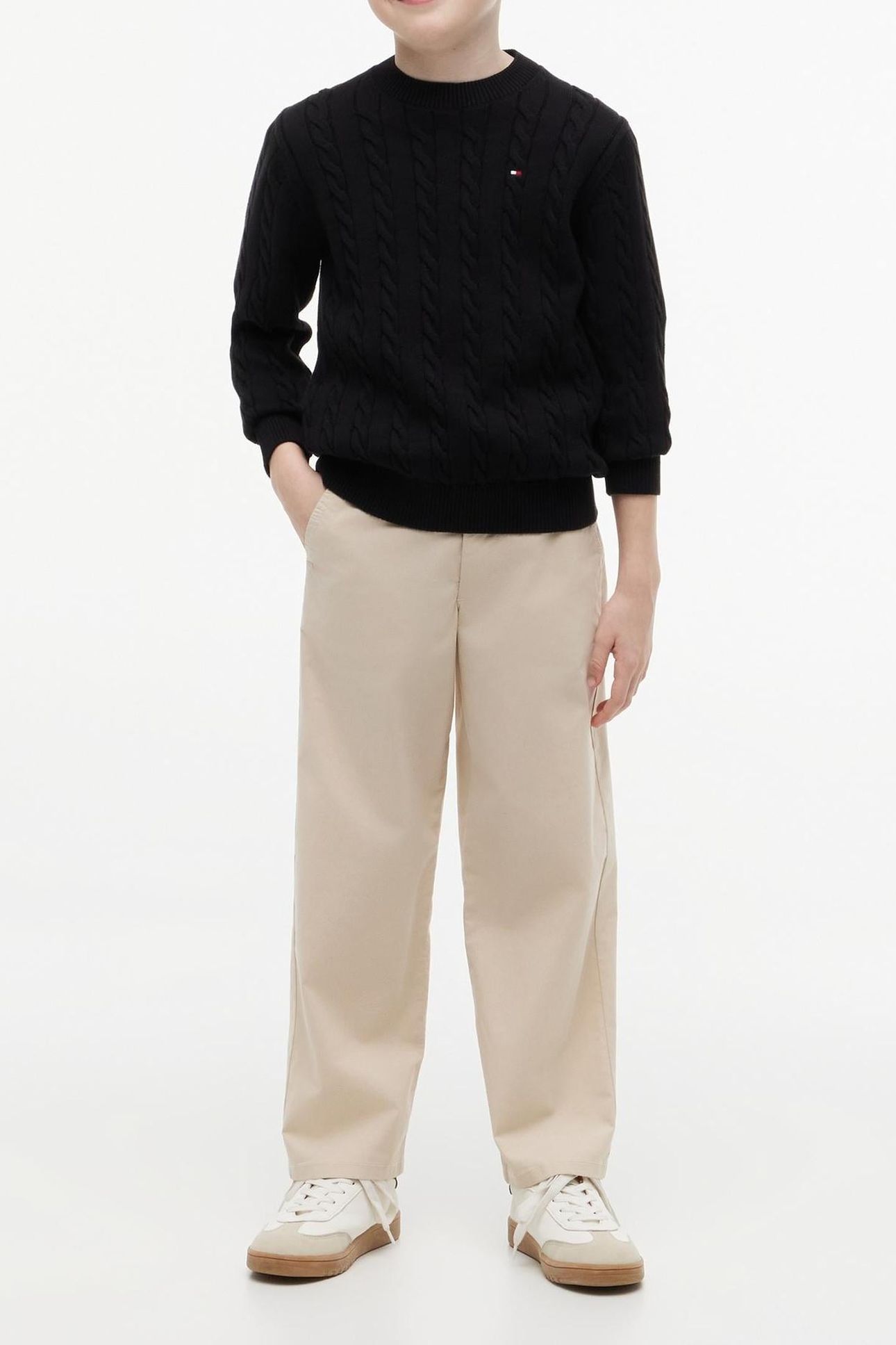 BOYS COTTON CABLE SWEATER BLACK 3