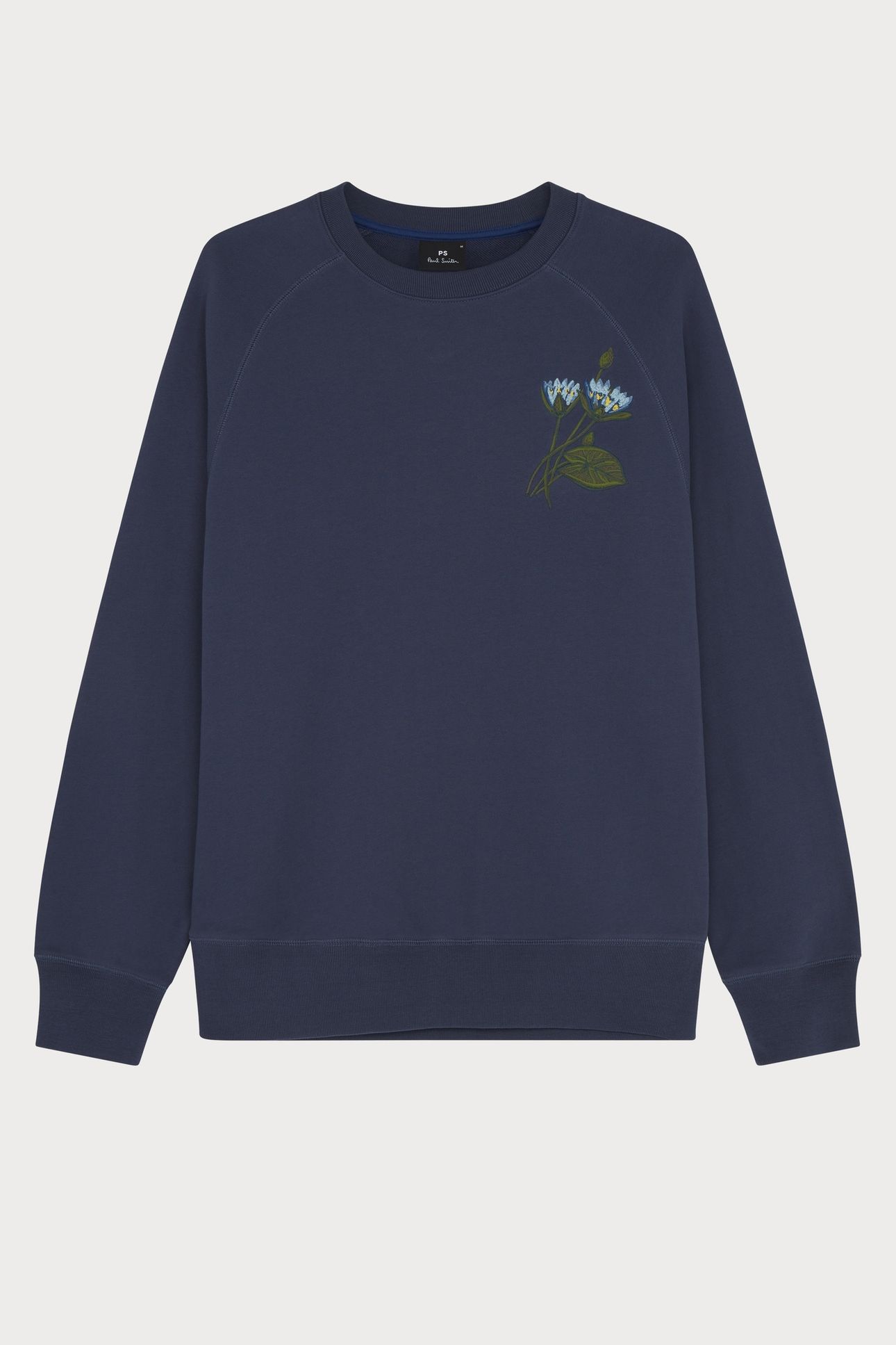 MENS LS SWEATSHIRT FLORAL EMB INDIGO 5