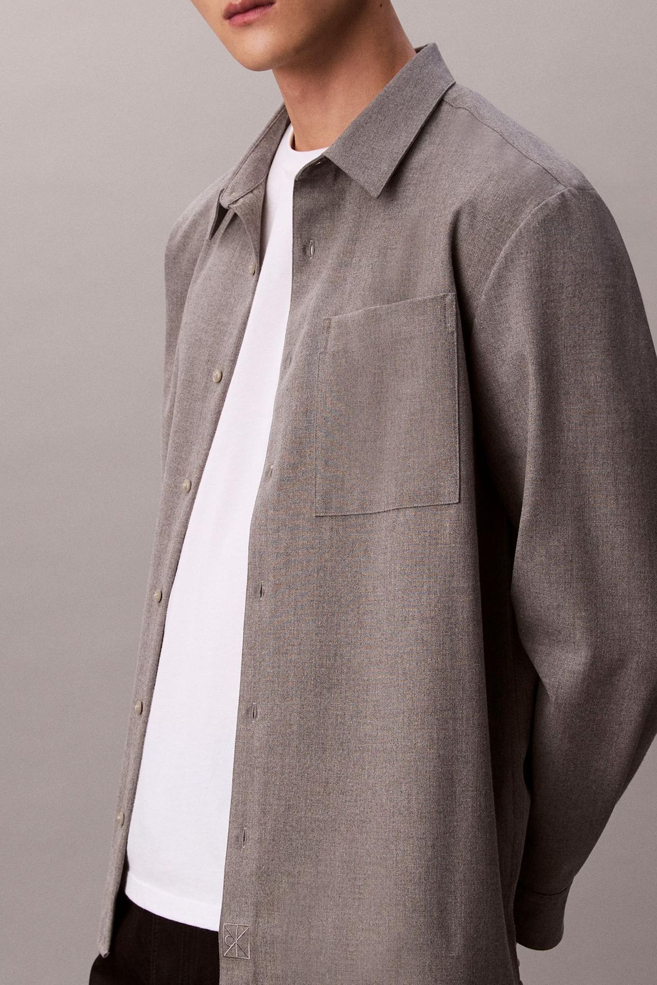LS SOLID SILK WOOL SHIRT MARBLE GRAY 5