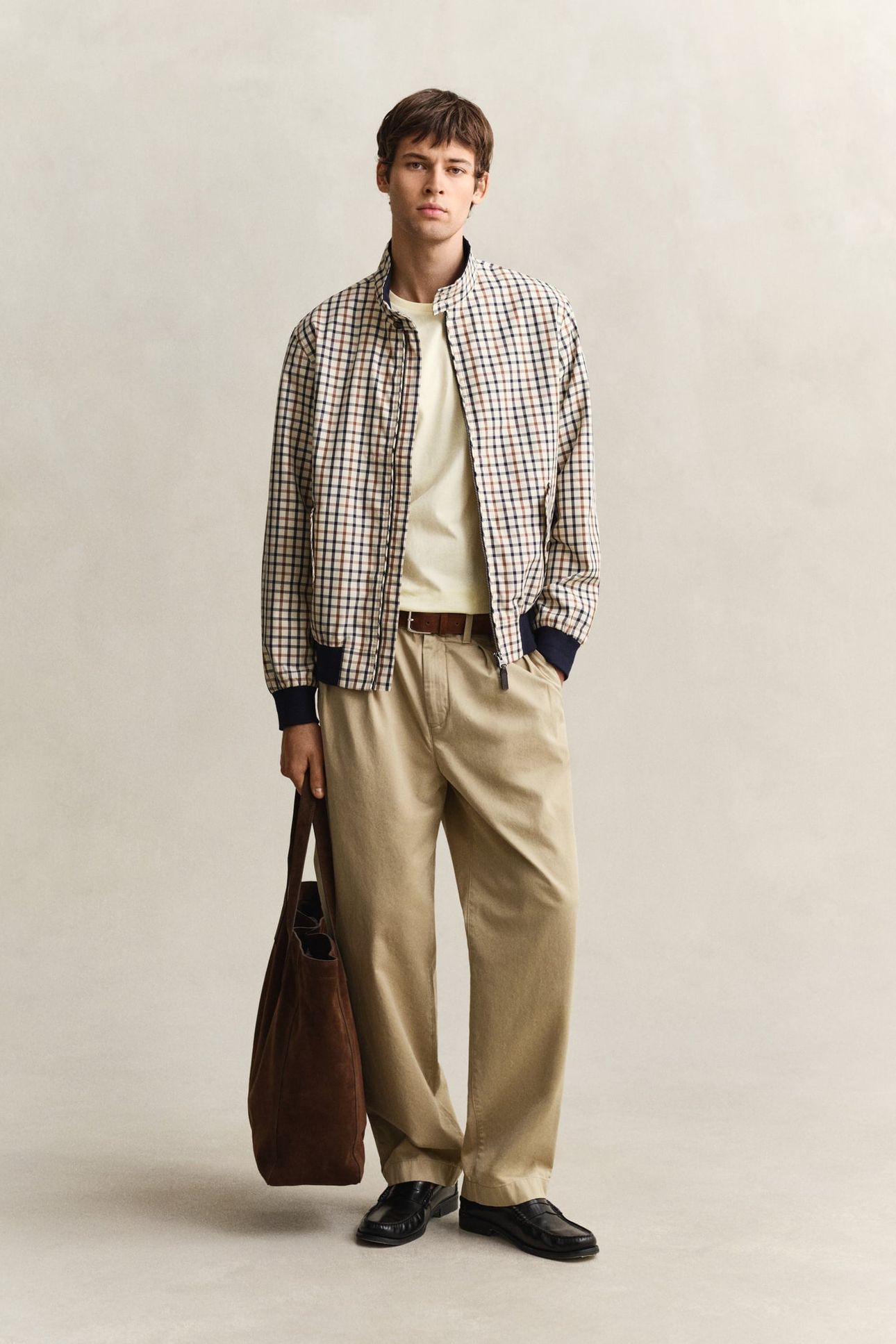 COTTON BLEND HARRINGTON JACKET MAHOGANY BROWN 1