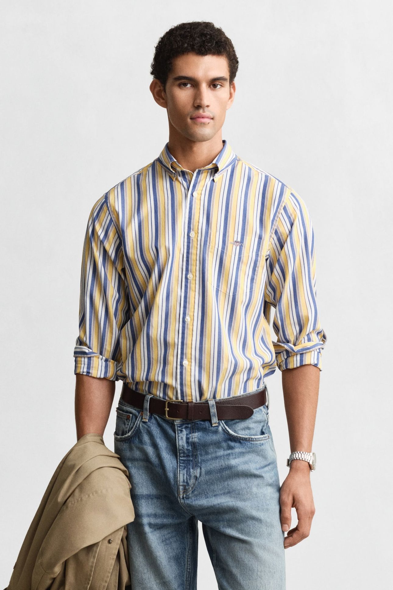 REG POPLIN STRIPE SHIRT FADED SUNSET 1