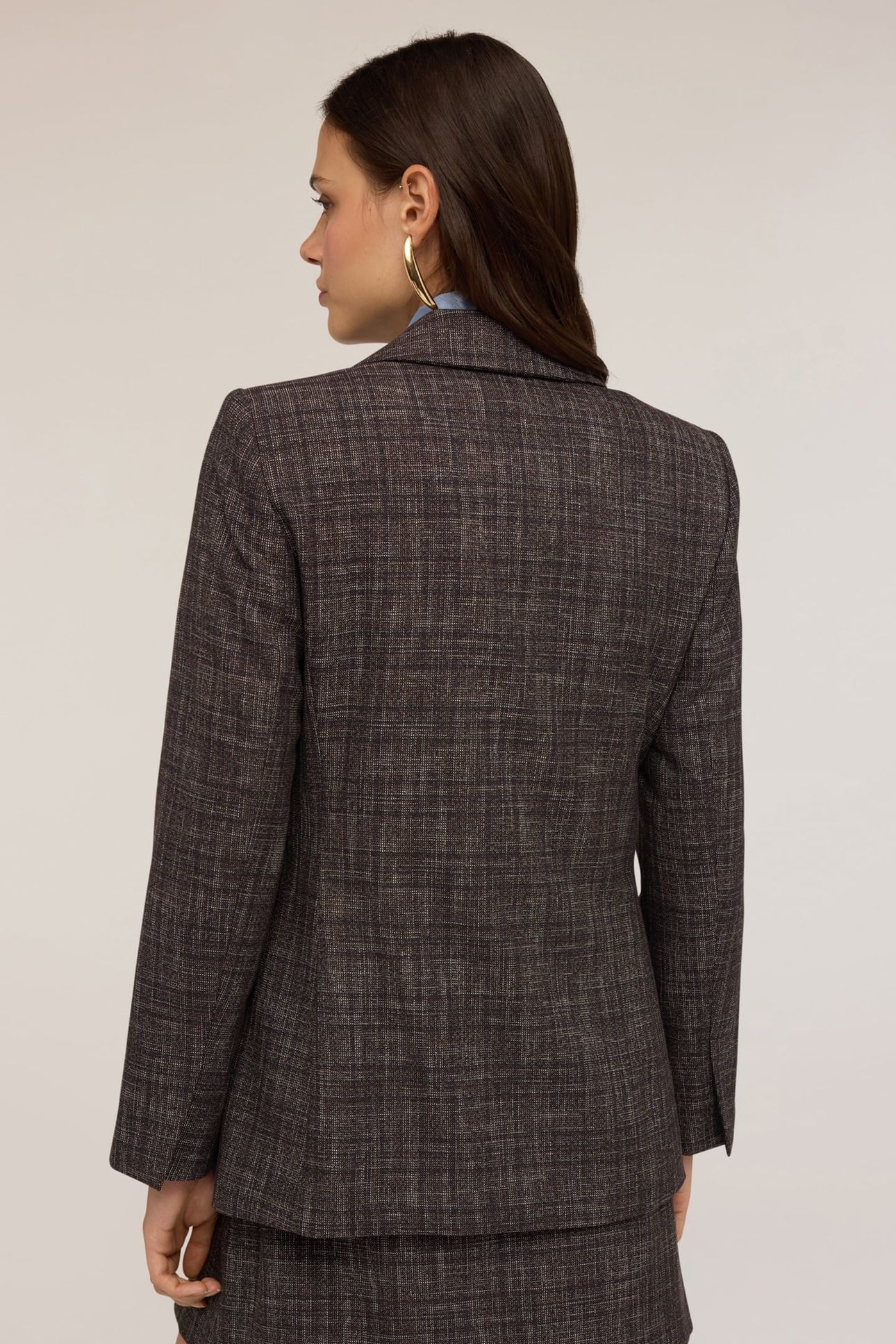 SINGLE-BREASTED YARN-DYED BLAZER GREY 3